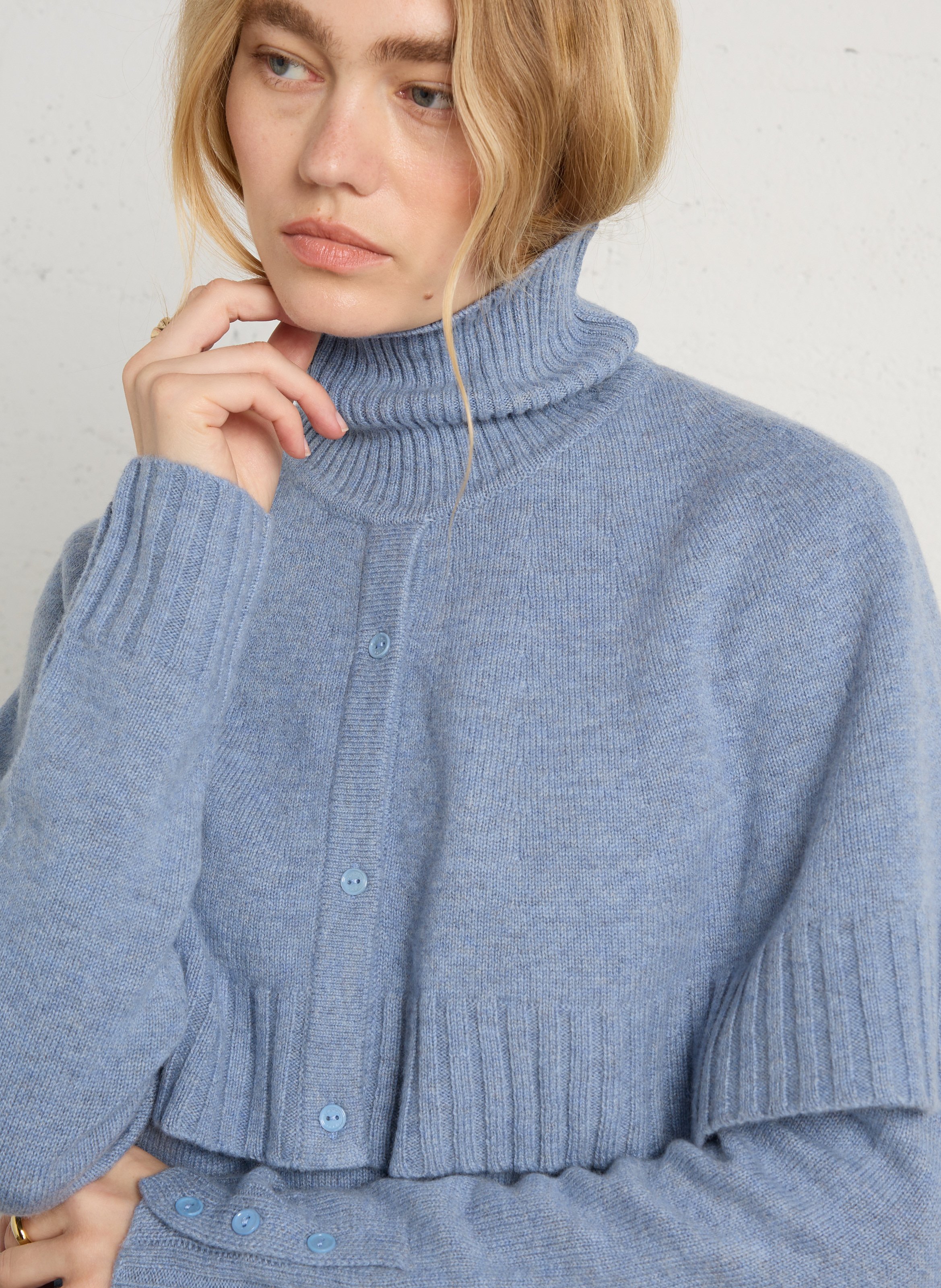 Pull col rond en laine BERENICE Bleu