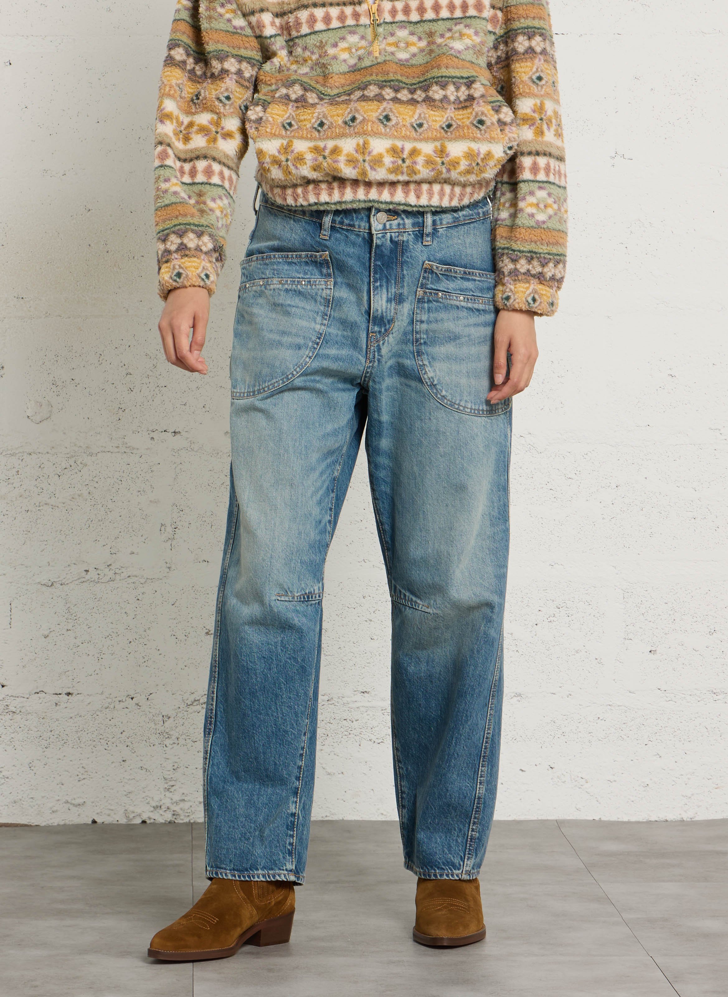 Losse jeans, grote ballonvorm, lengte 34 LE TEMPS DES CERISES Blauw