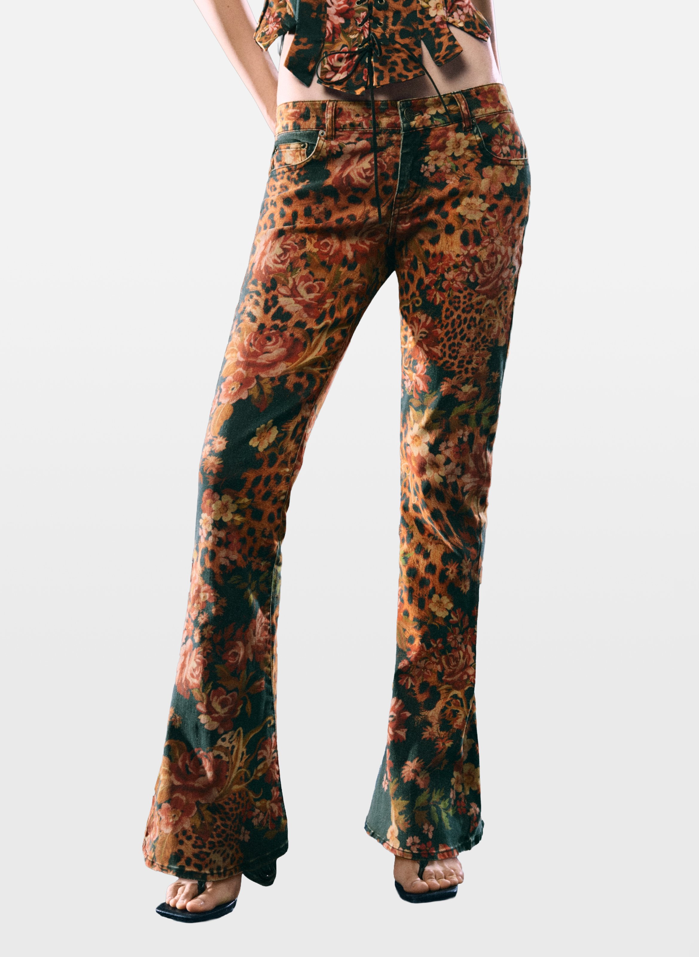 Jean évasé taille haute imprimé DESIGUAL Bleu
