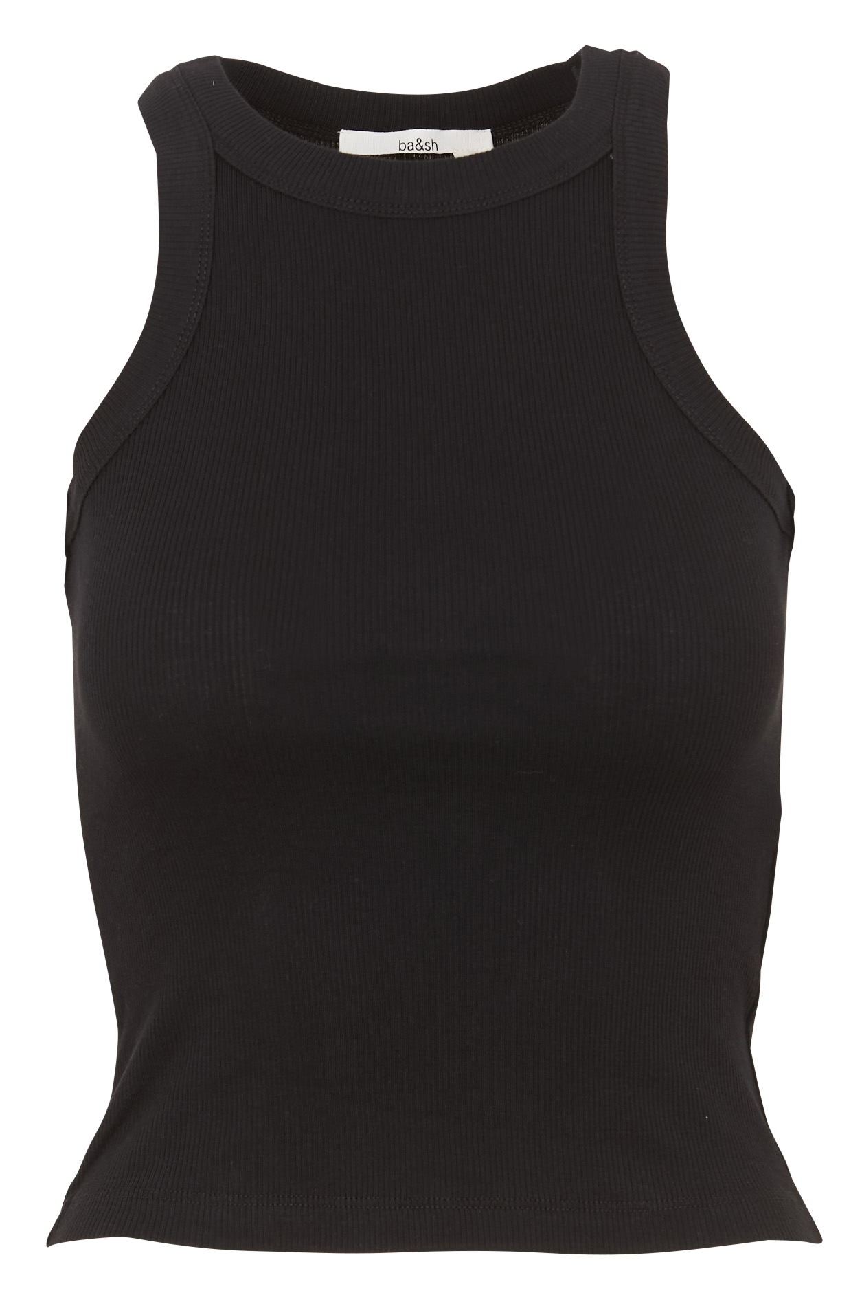 Débardeur col rond côtelé en coton BA&SH Noir