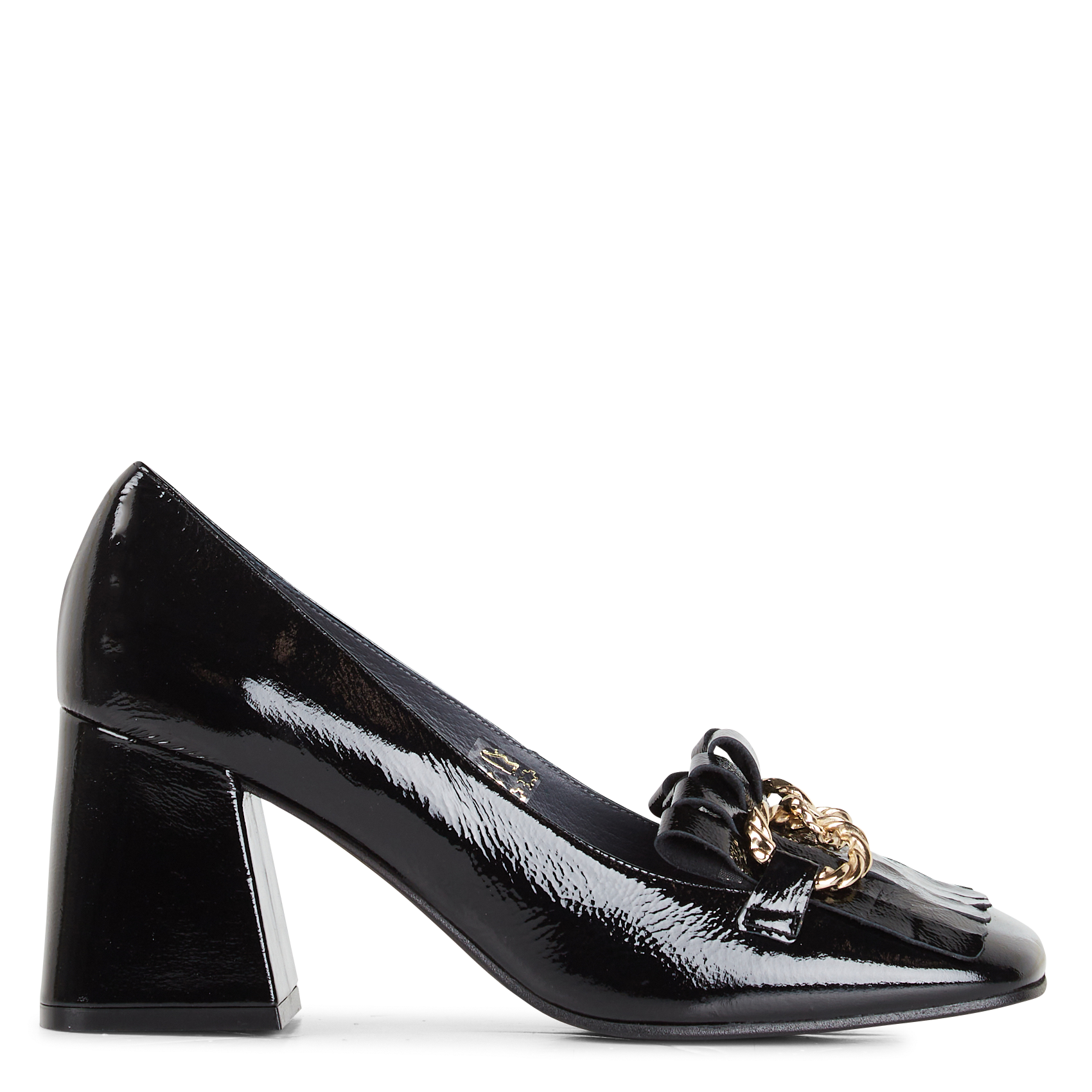Jenssens Black Floater Leather Women's Pump