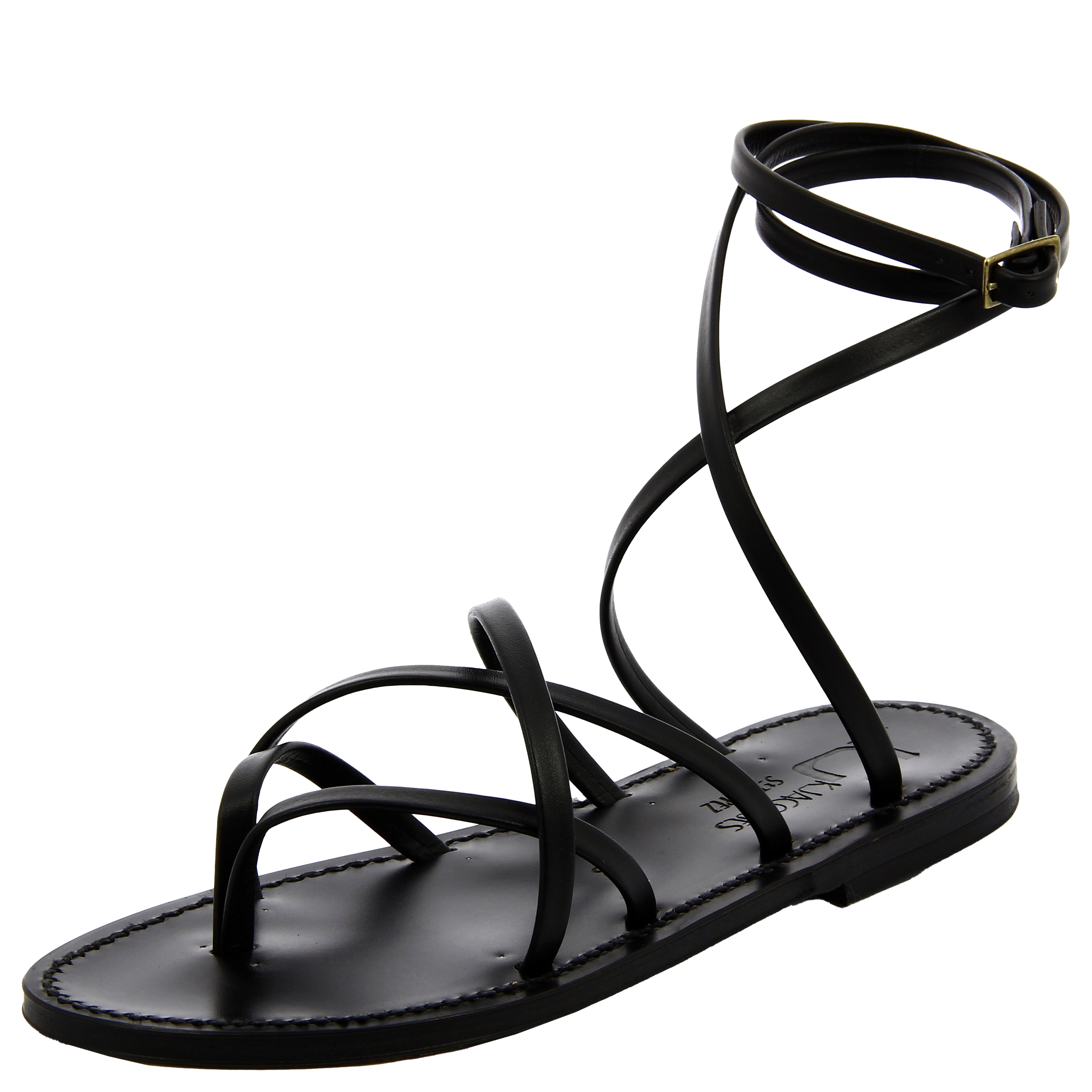Flat strappy leather sandals K JACQUES Black