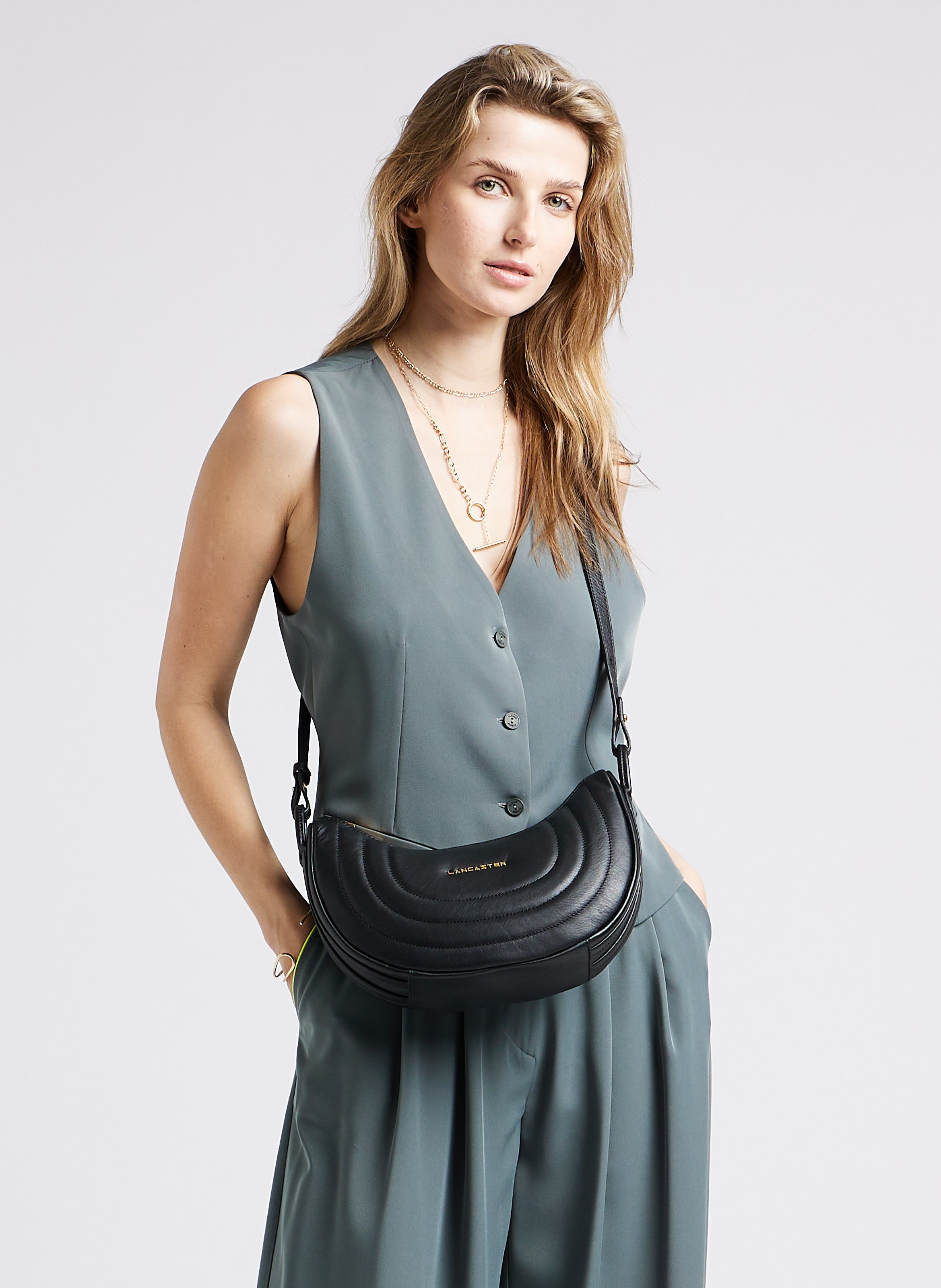 Sac à main en cuir LANCASTER PARIS Noir