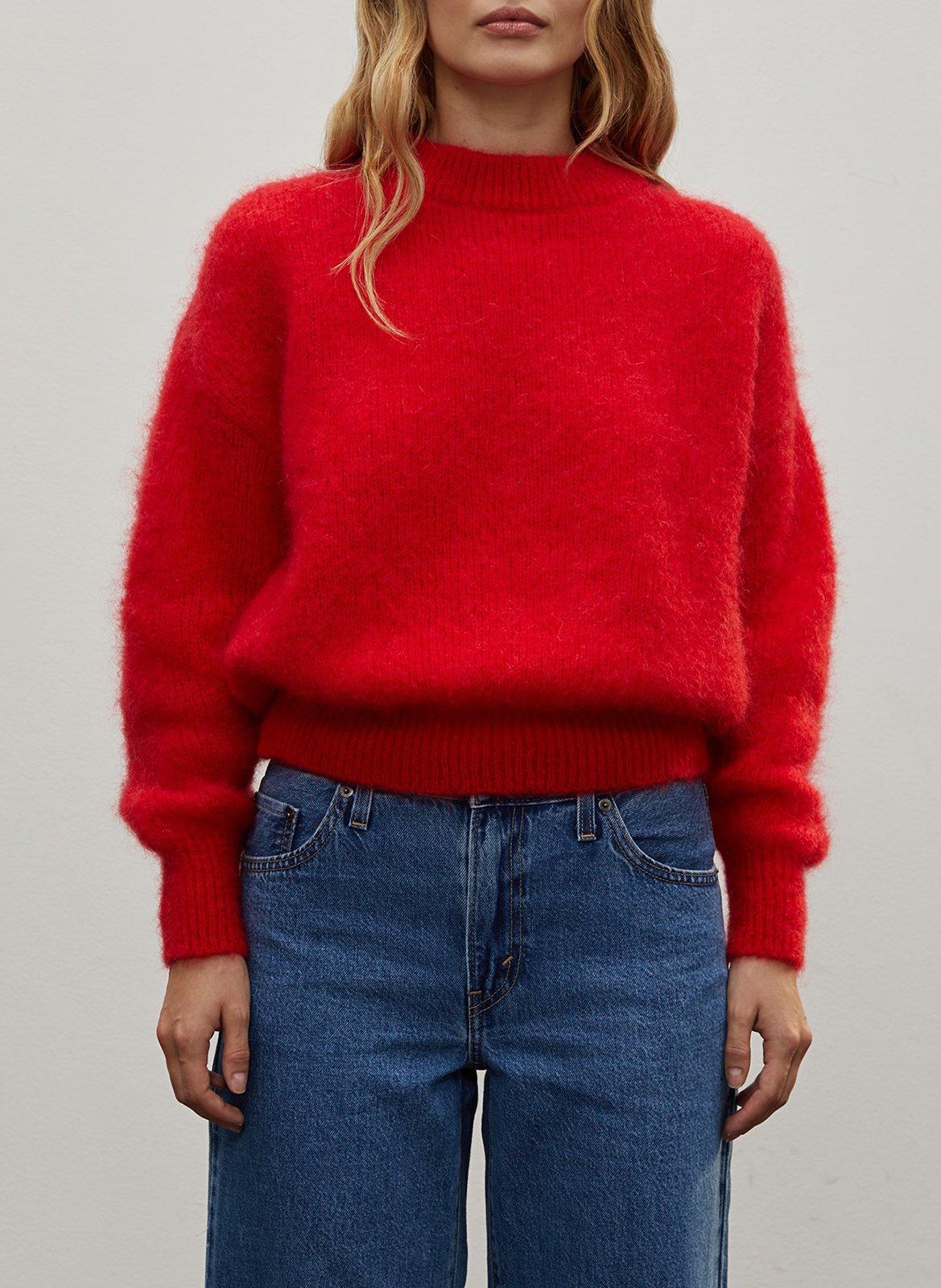 Pull col rond en laine mélangée SURPRISE Rouge