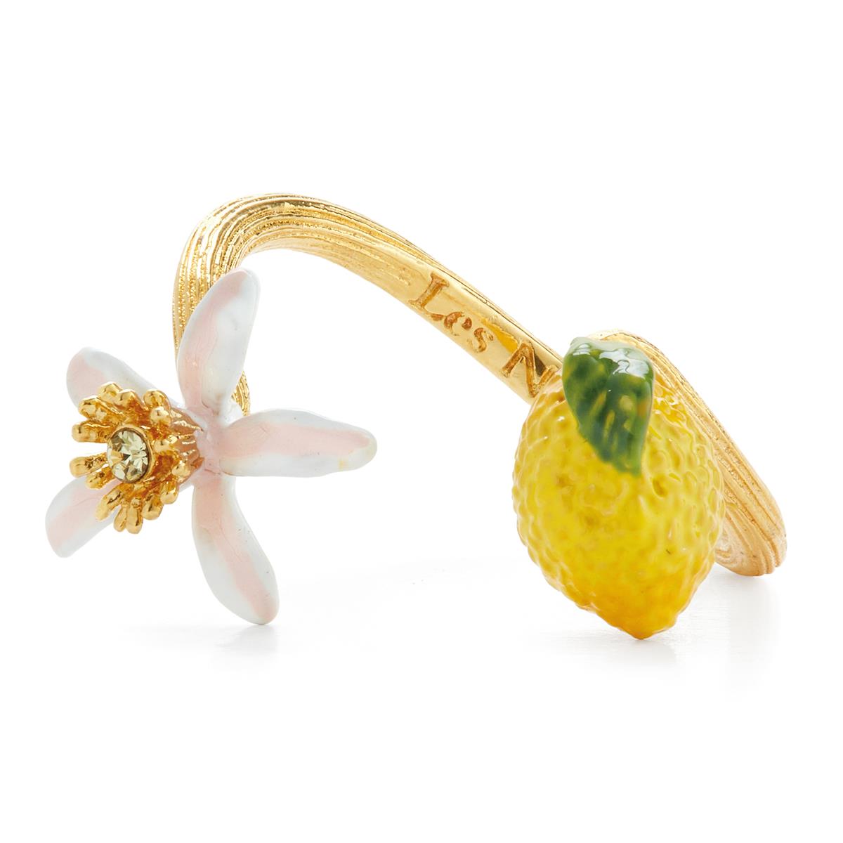 Adjustable ring with lemon and lemon blossom LES NEREIDES Yellow