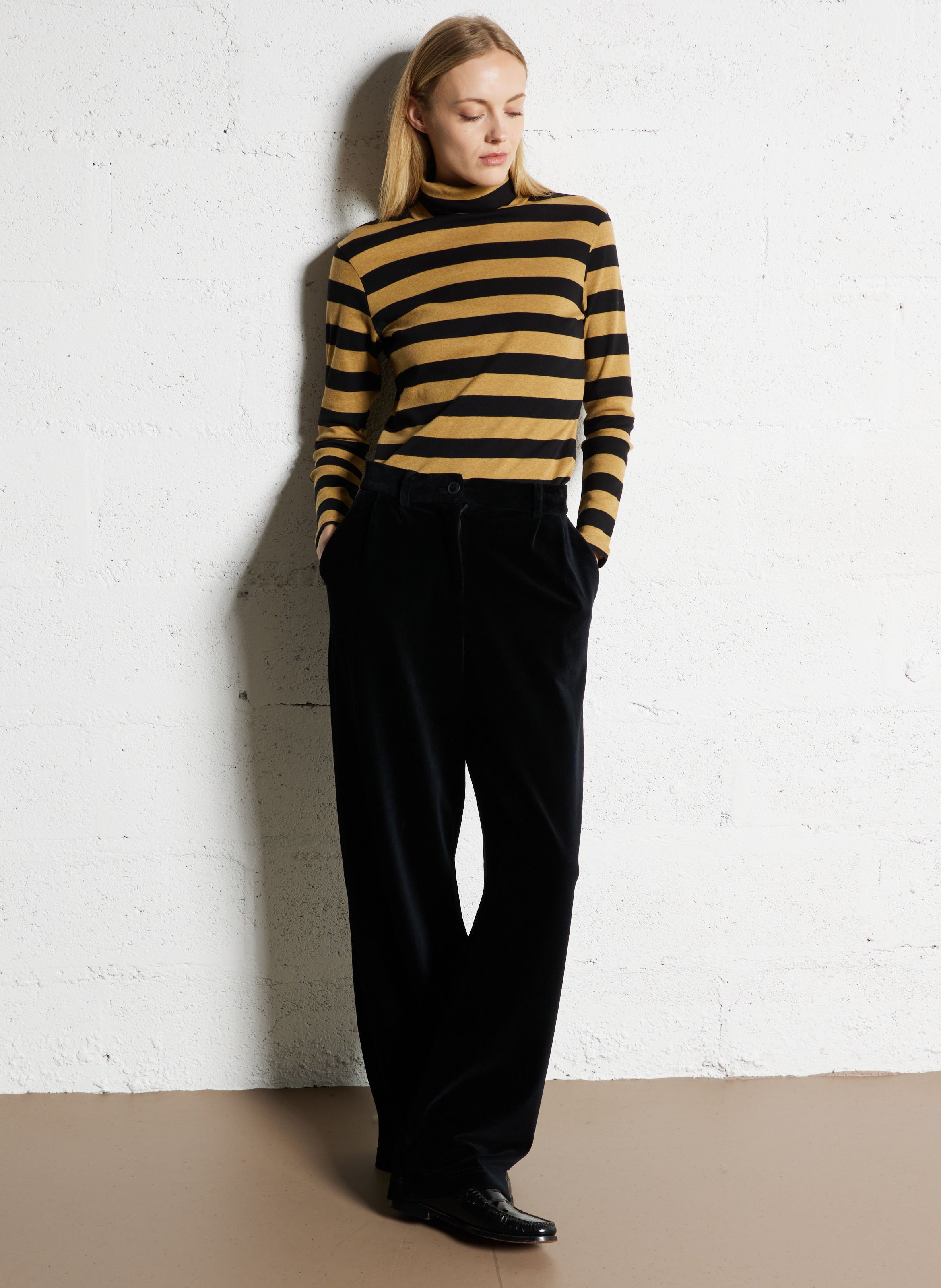 Pantalon large en coton mélangé NICE THINGS Noir