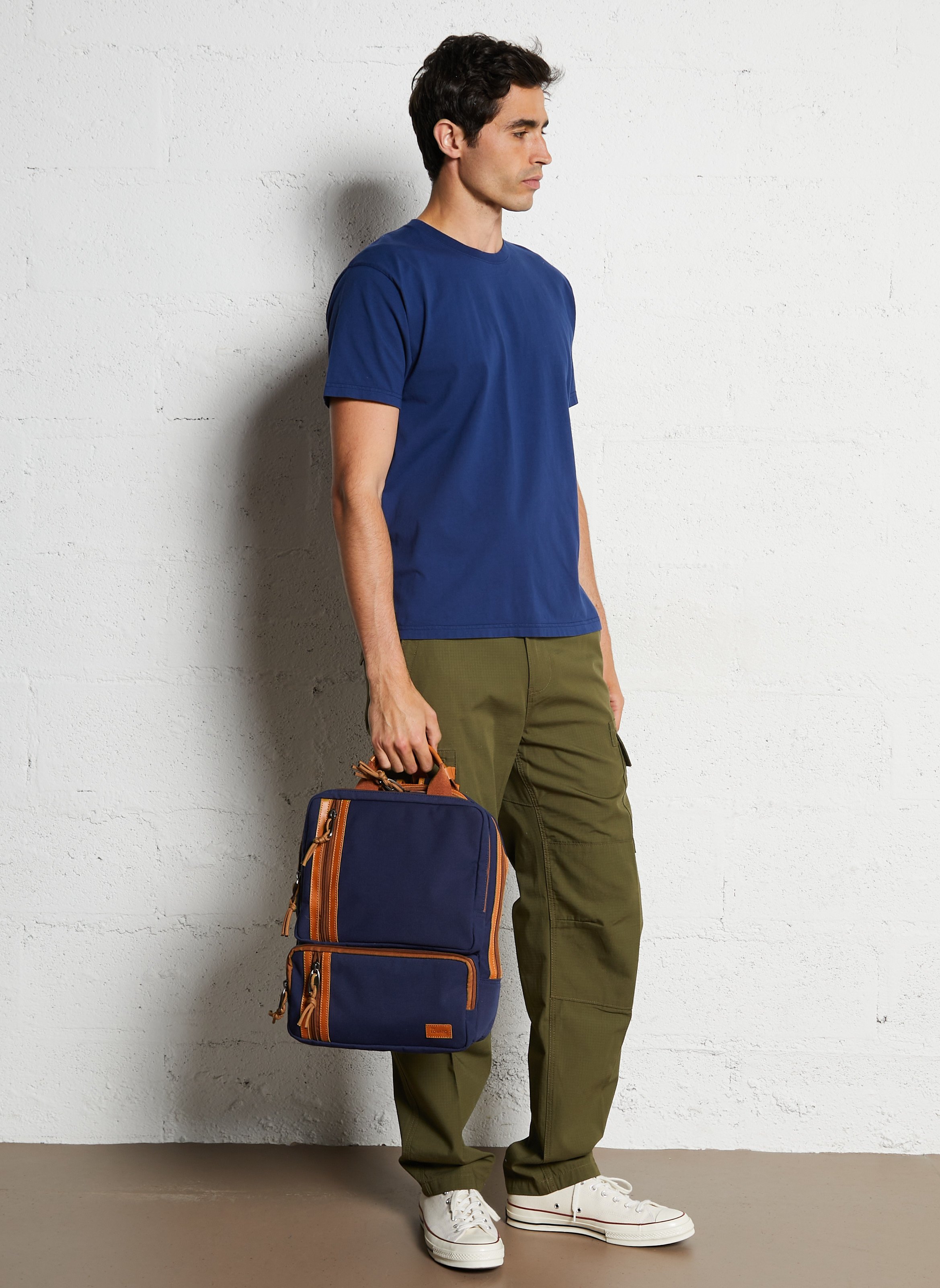 Multi-pocket leather blend backpack SIR EDWARD Multicolored