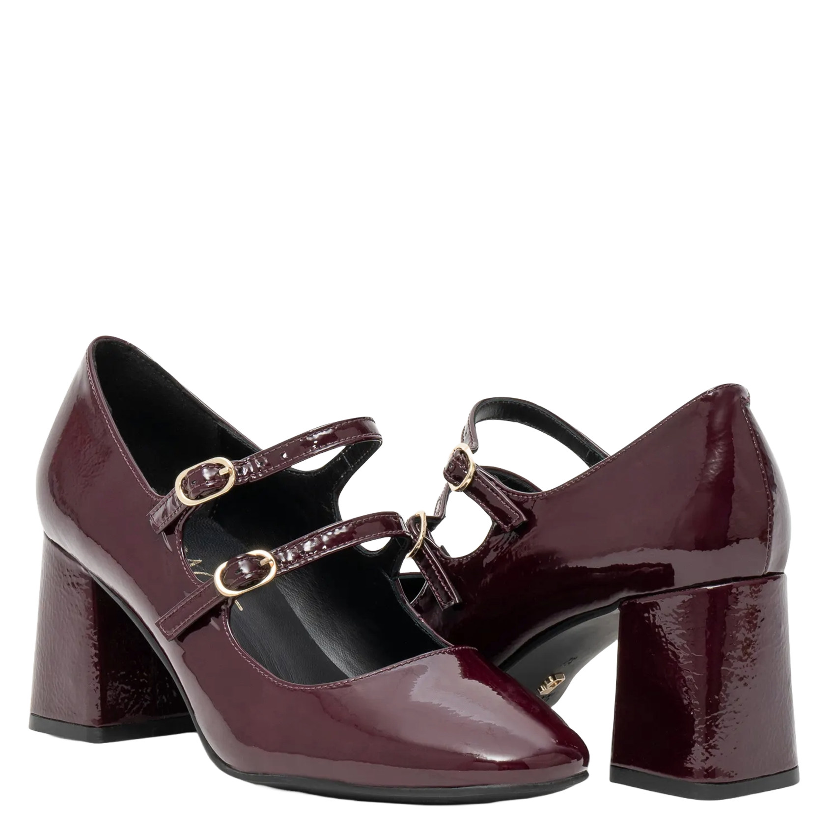 Patent leather strappy pumps BOCAGE Plums