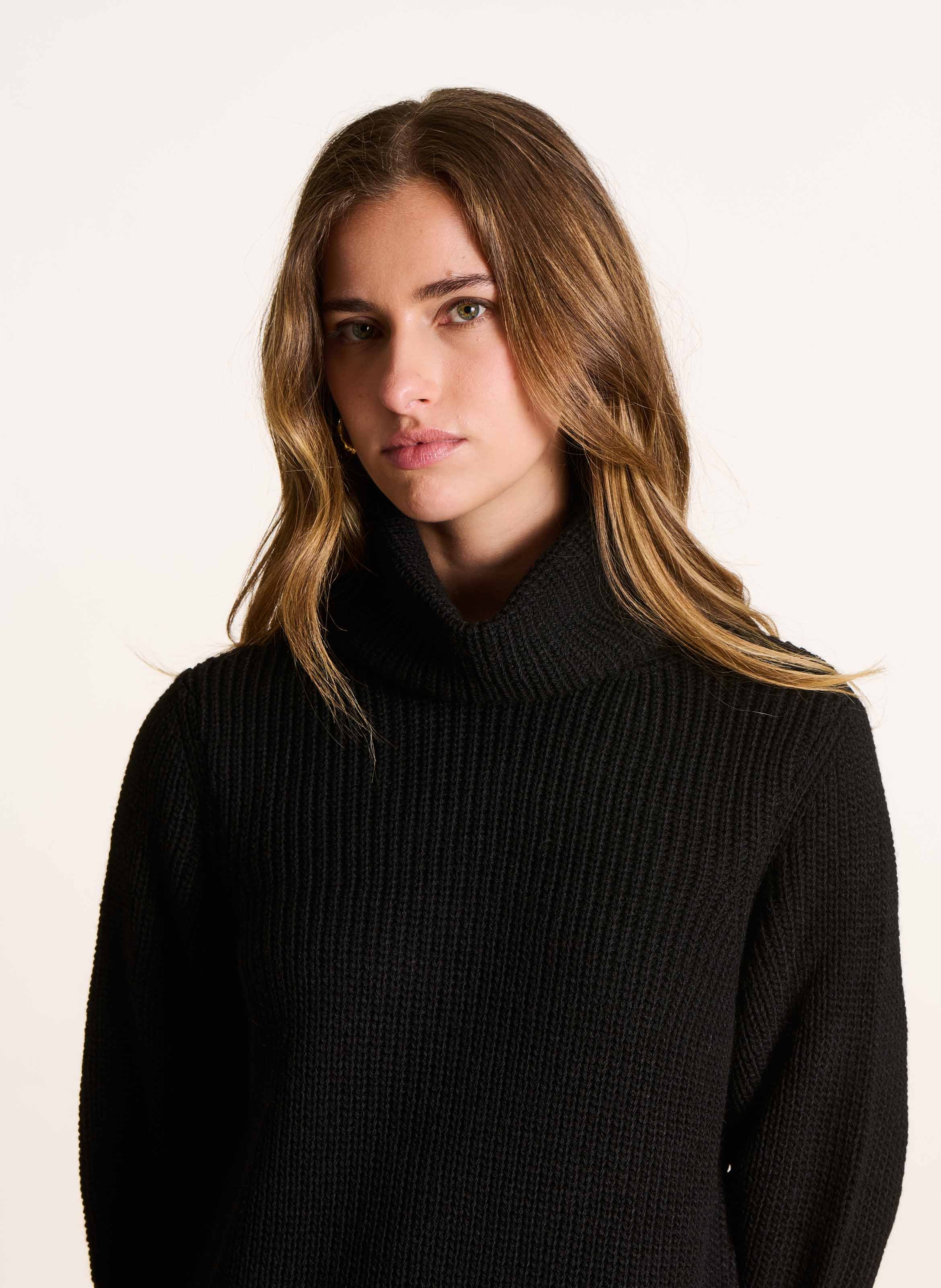 Short dress in beaded ribbed knit LA FEE MARABOUTEE Black