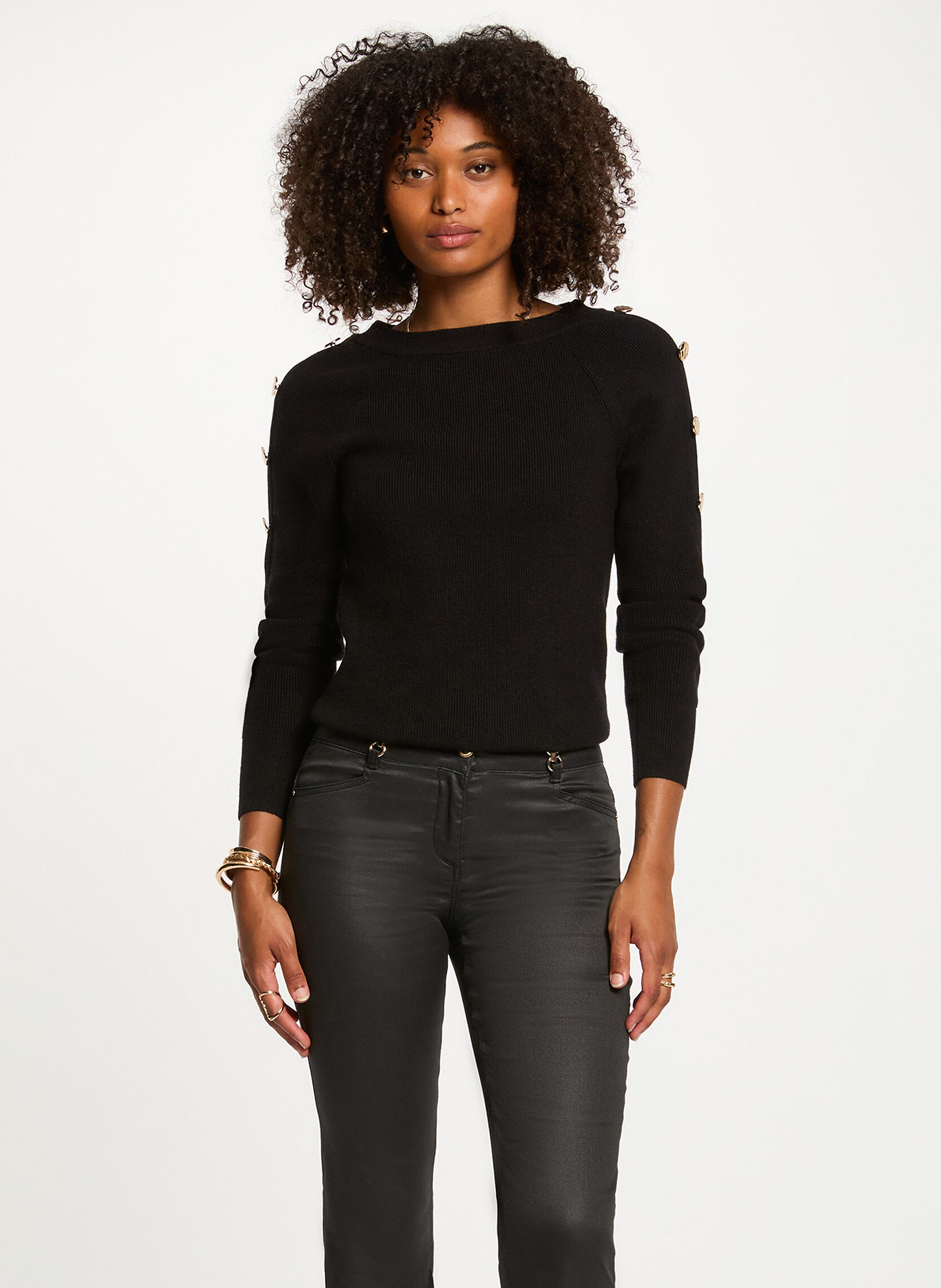 Rechte bootnek trui MORGAN Zwart