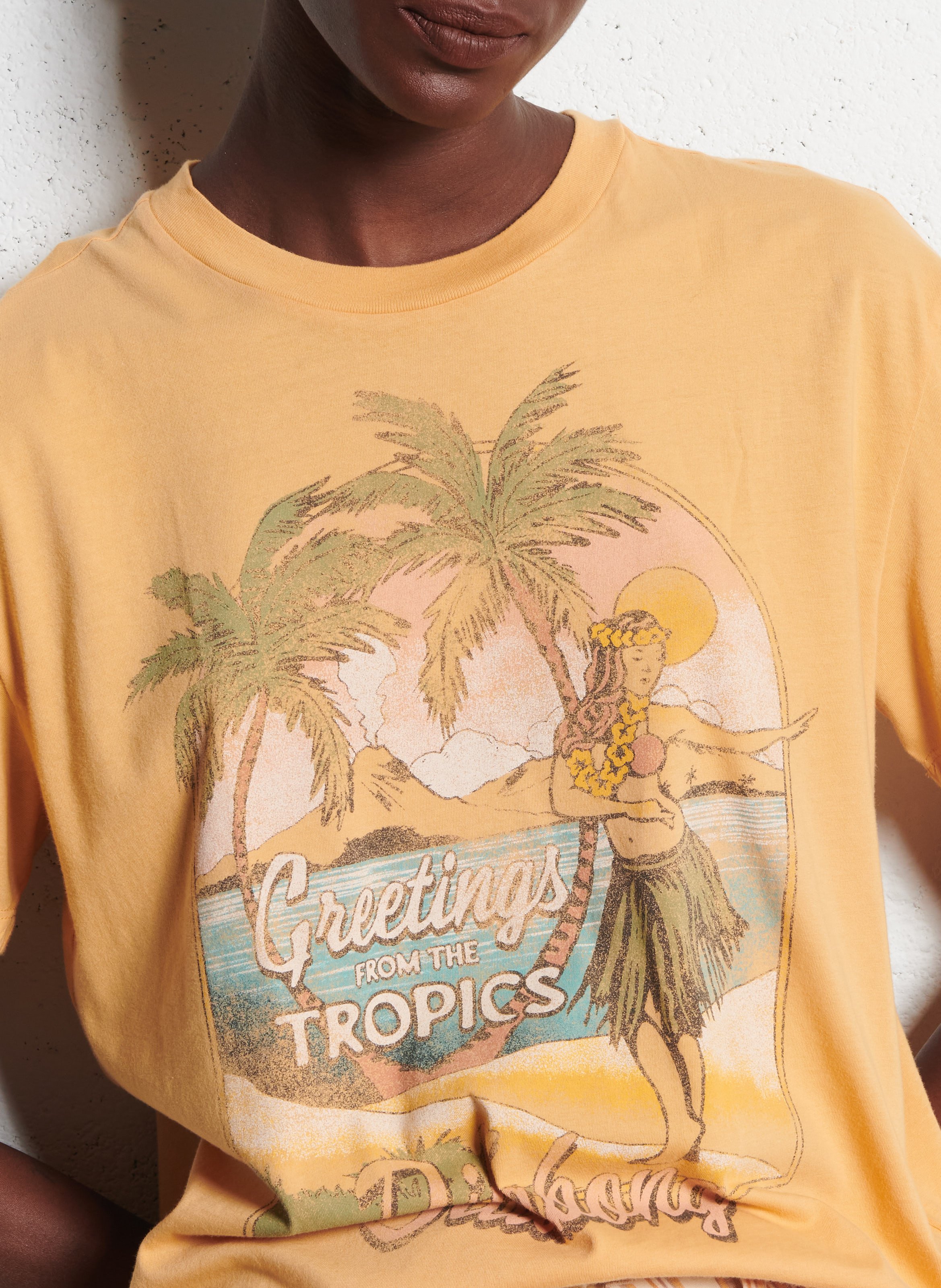 Tee-shirt droit imprimé en coton BILLABONG Orange