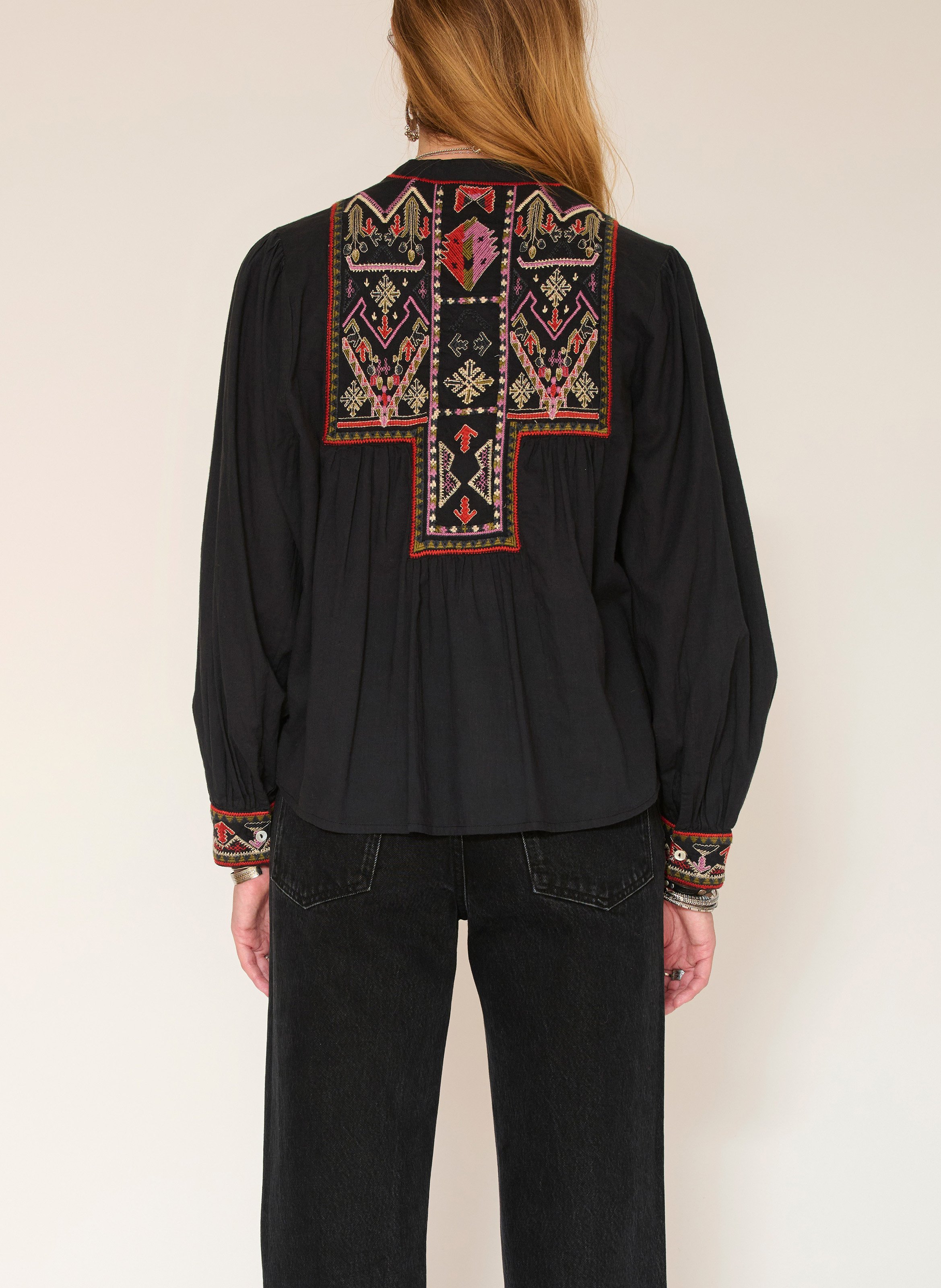 Blouse col rond en coton MKT Noir