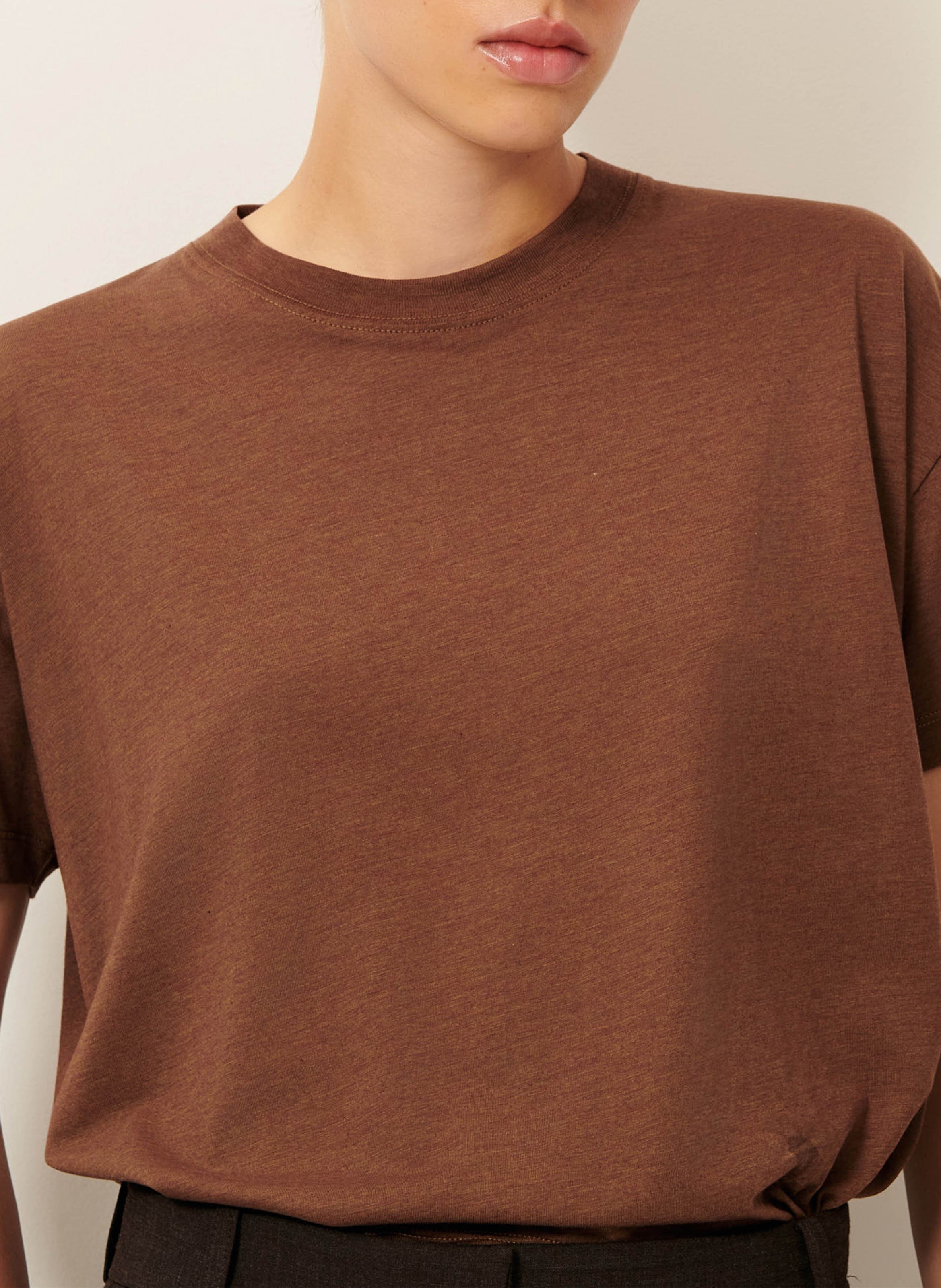 Round-neck oversized T-shirt SESSUN Brown