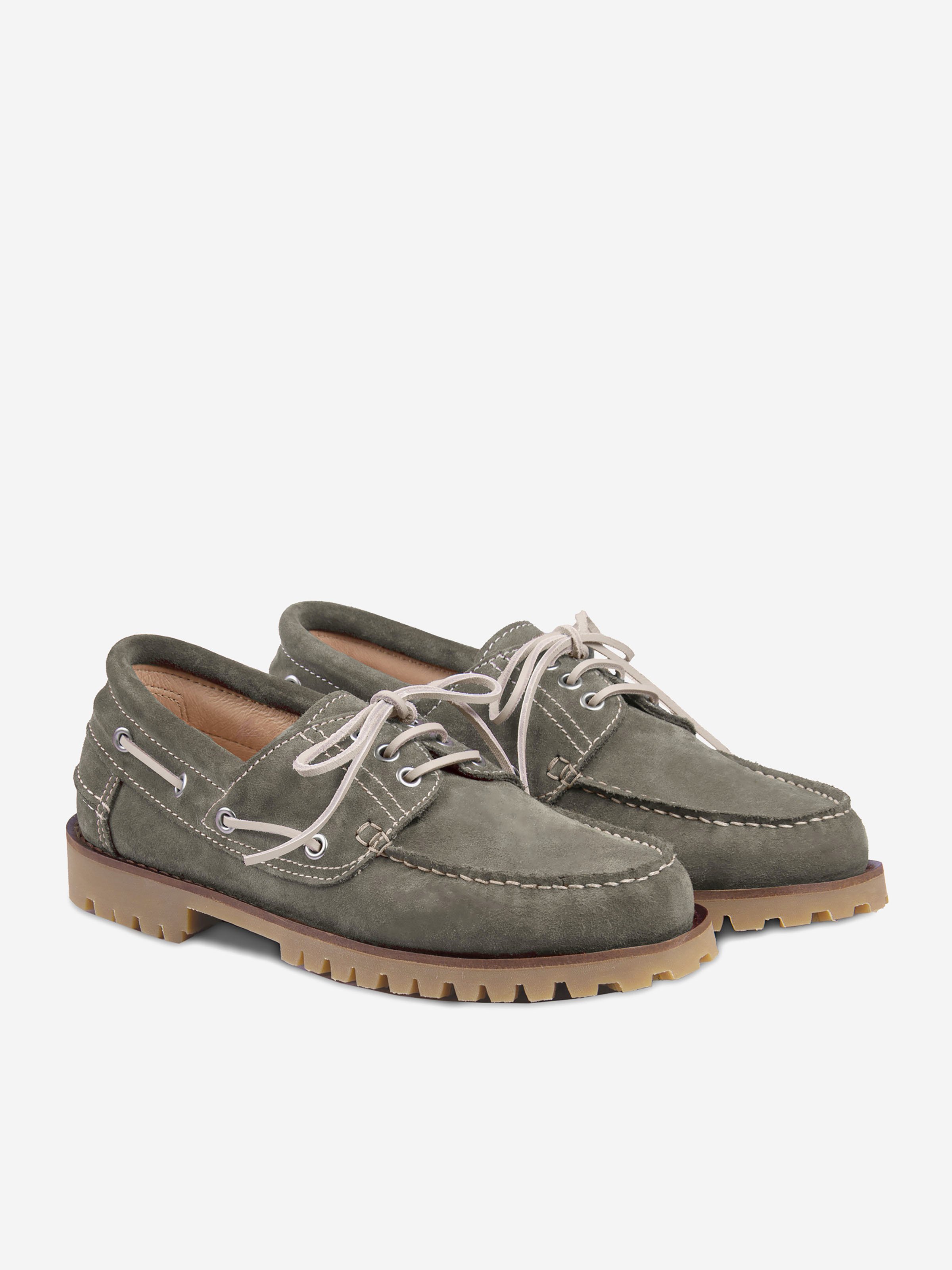 Milo suede leather boat shoes JULES & JENN Green