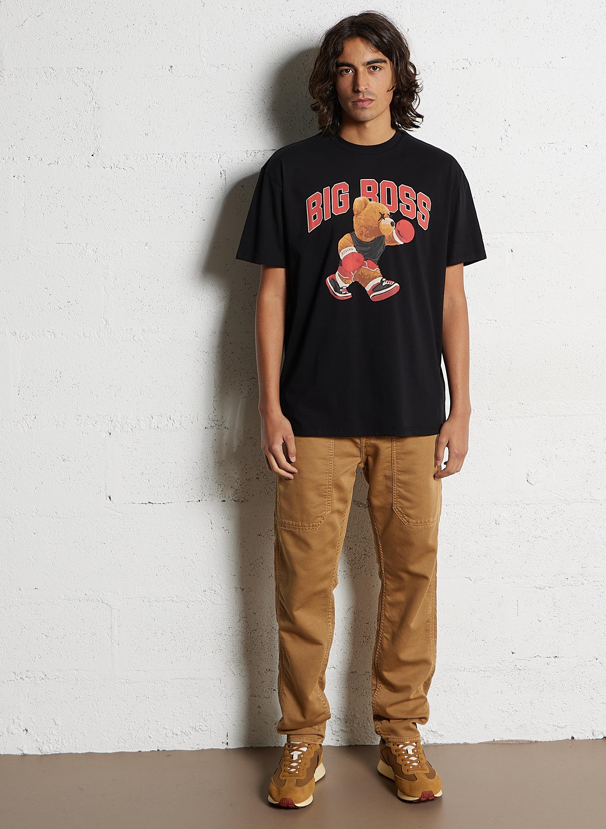 T-shirt ampia serigrafata in cotone LE TEMPS DES CERISES Nero