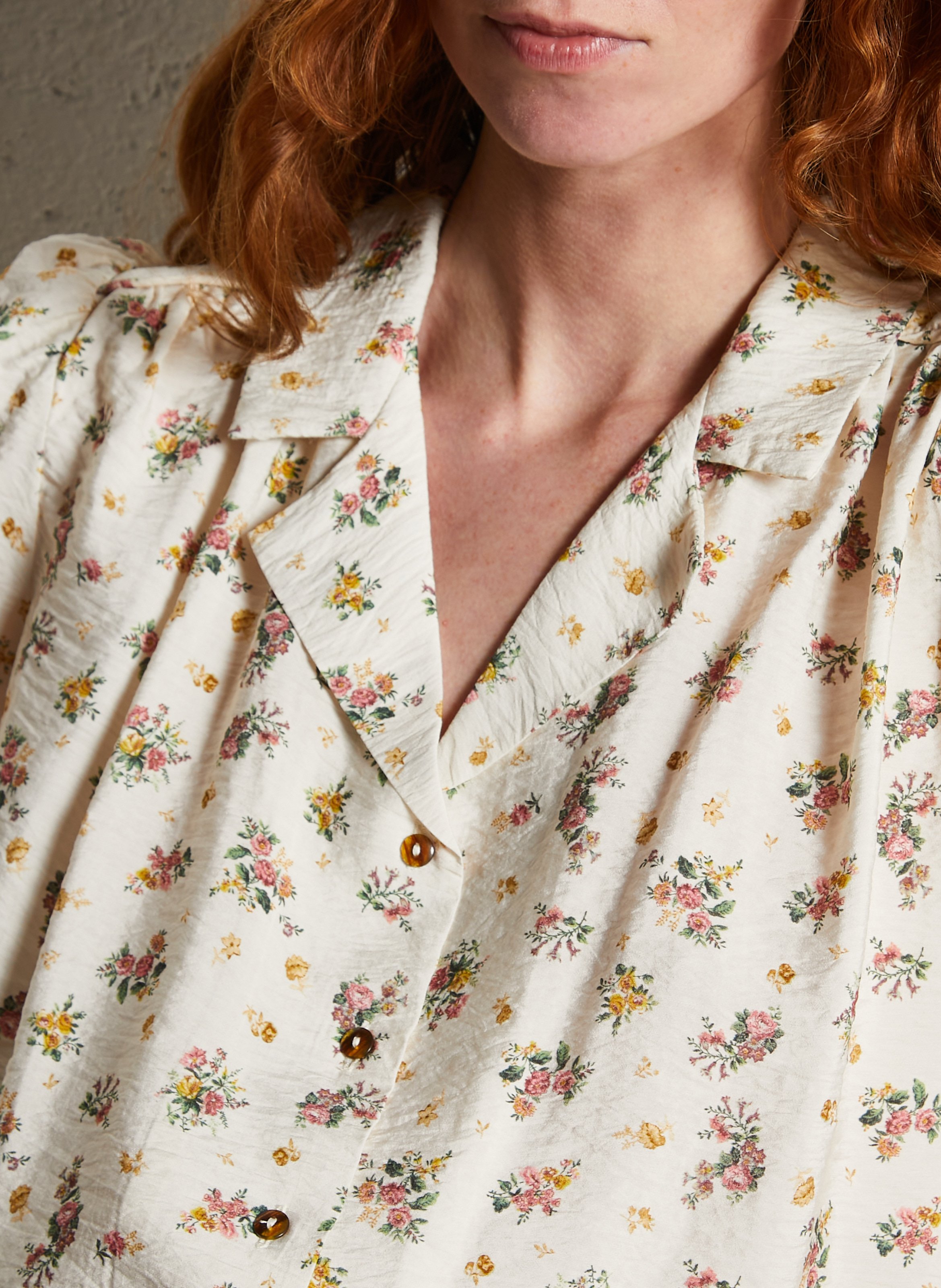 Chemise col revers imprimée EMILE ET IDA Beige