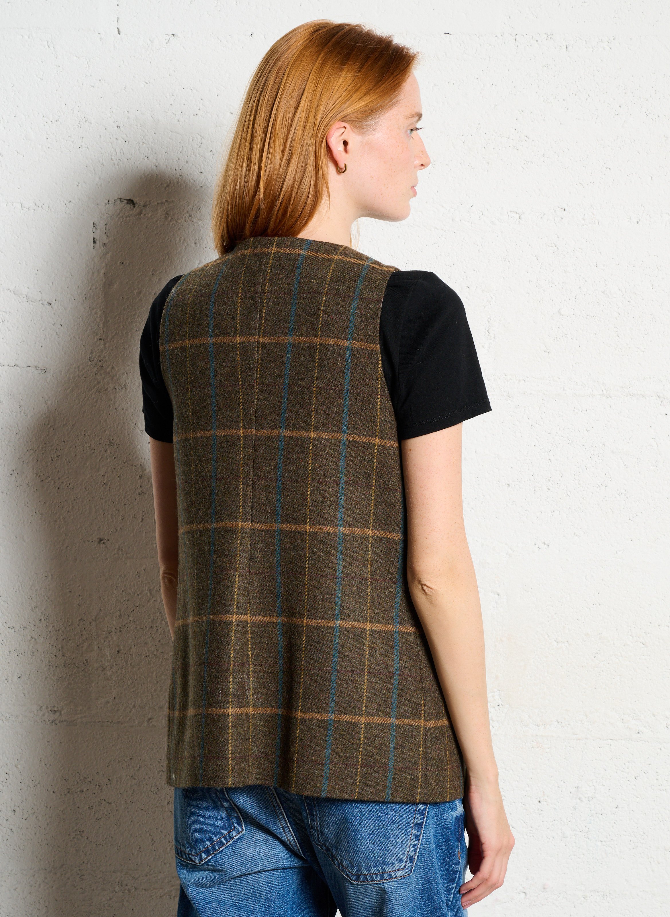 Sleeveless straight wool blend vest SOPHIE+LUCIE Green