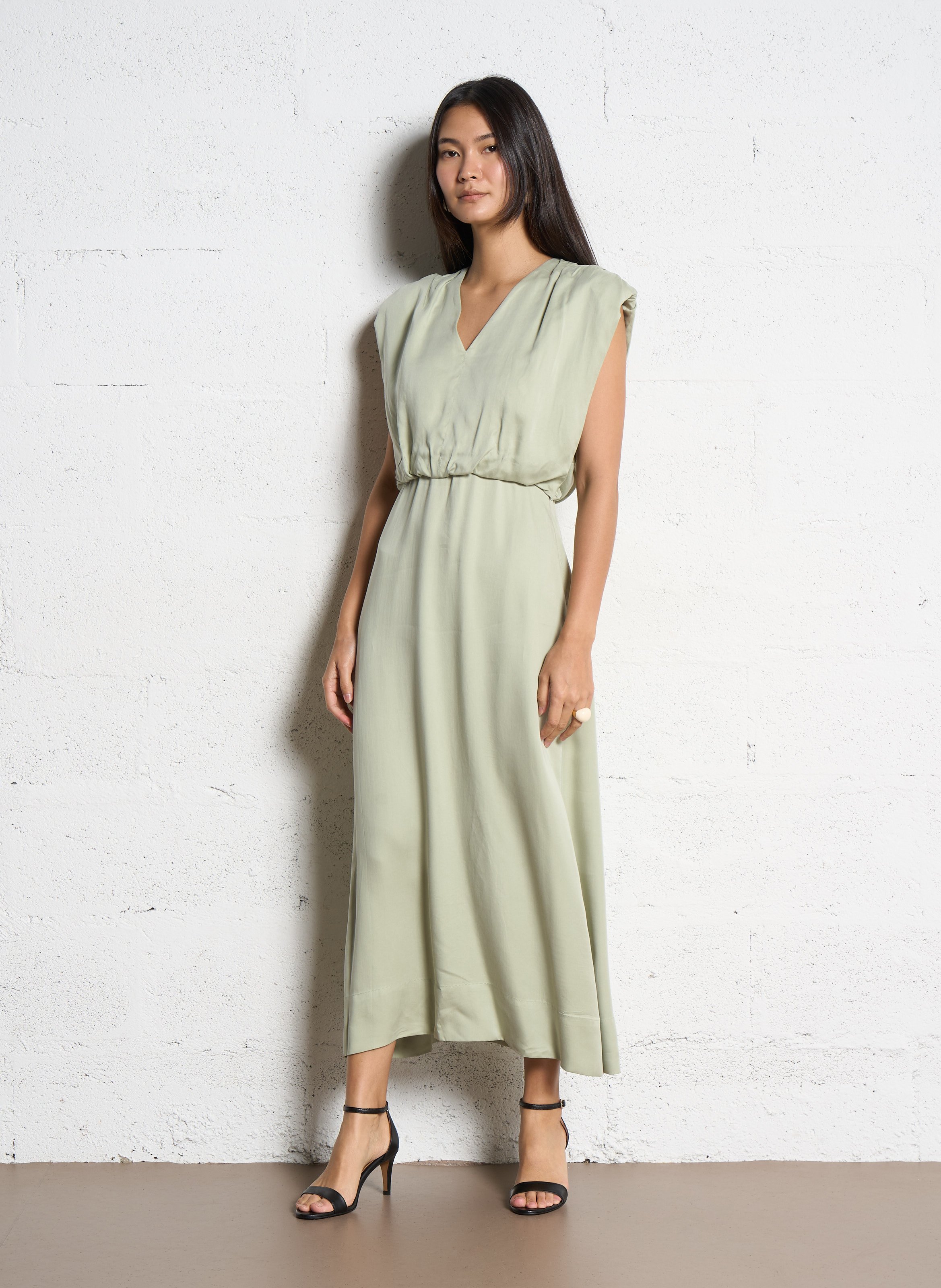 Robe longue col V SUNCOO Vert