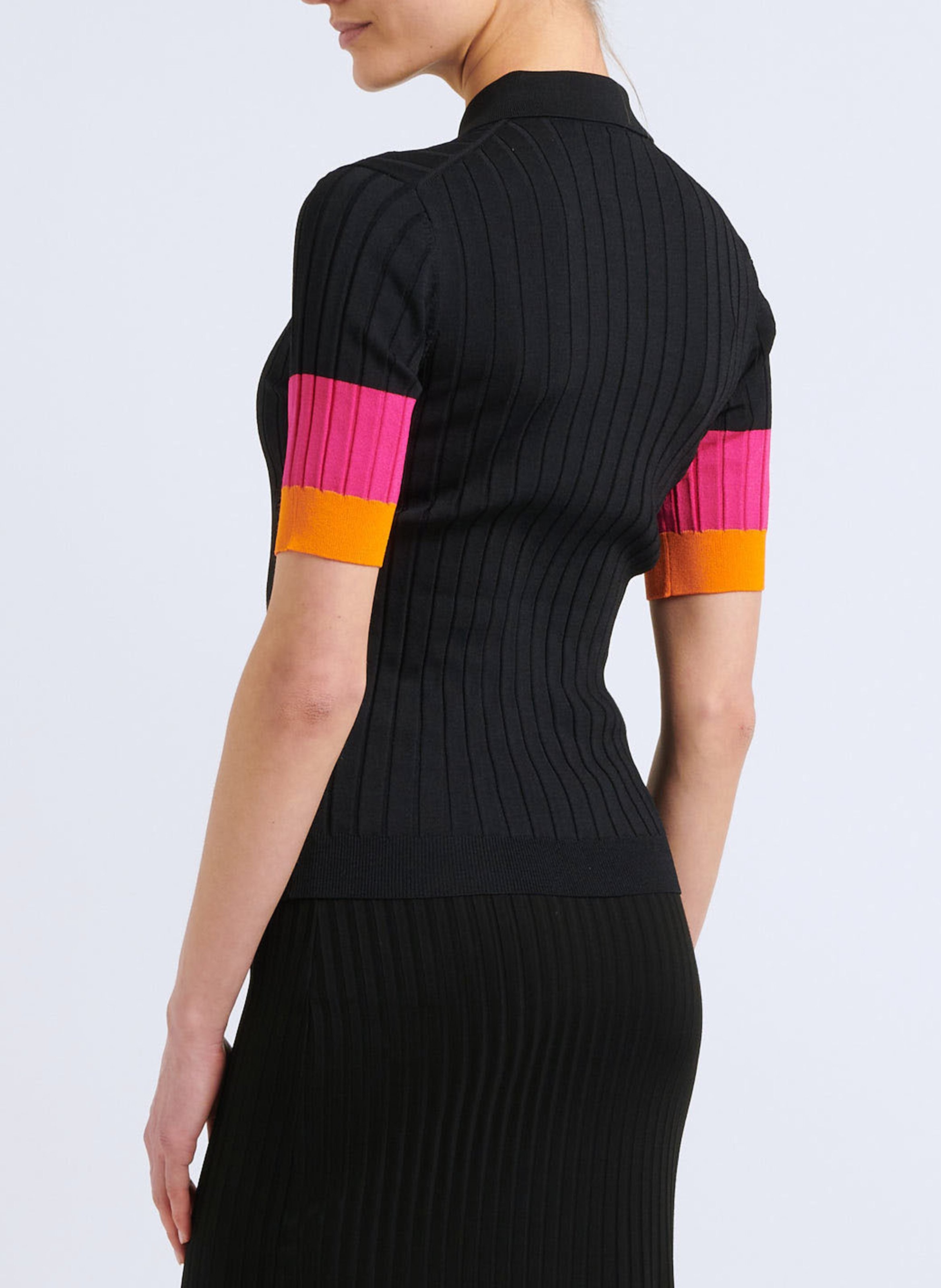 Blouse à col polo en viscose mélangée  SONIA RYKIEL Noir