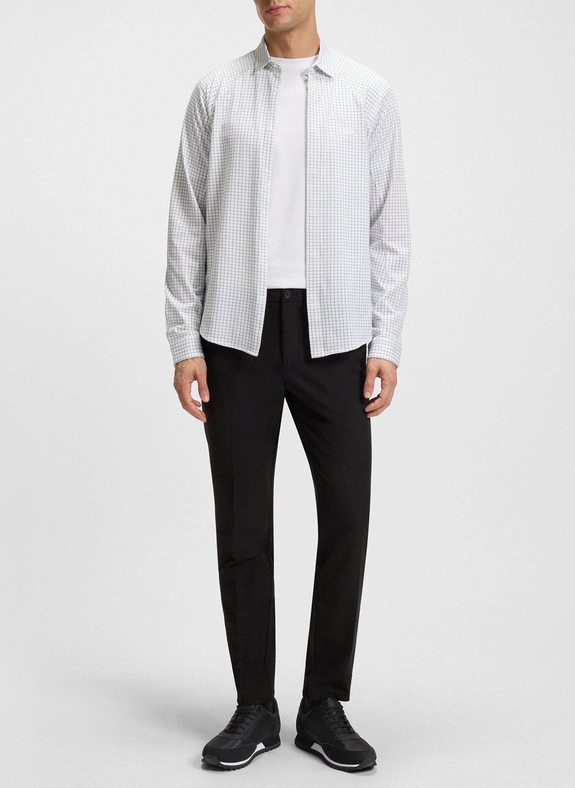 Low-top mixed leather trainers BOSS Black