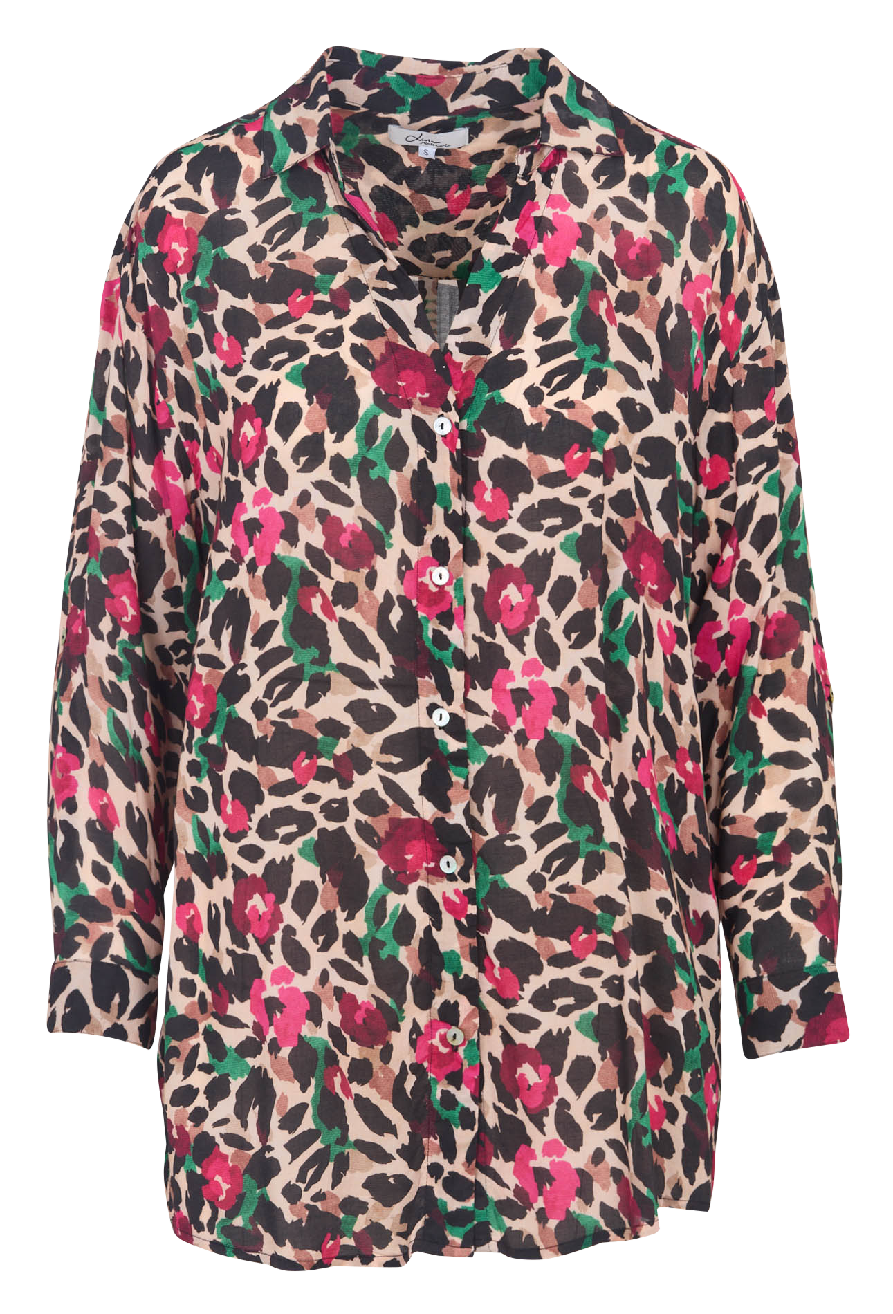 Weite Bluse mit Print LIVIA Beige
