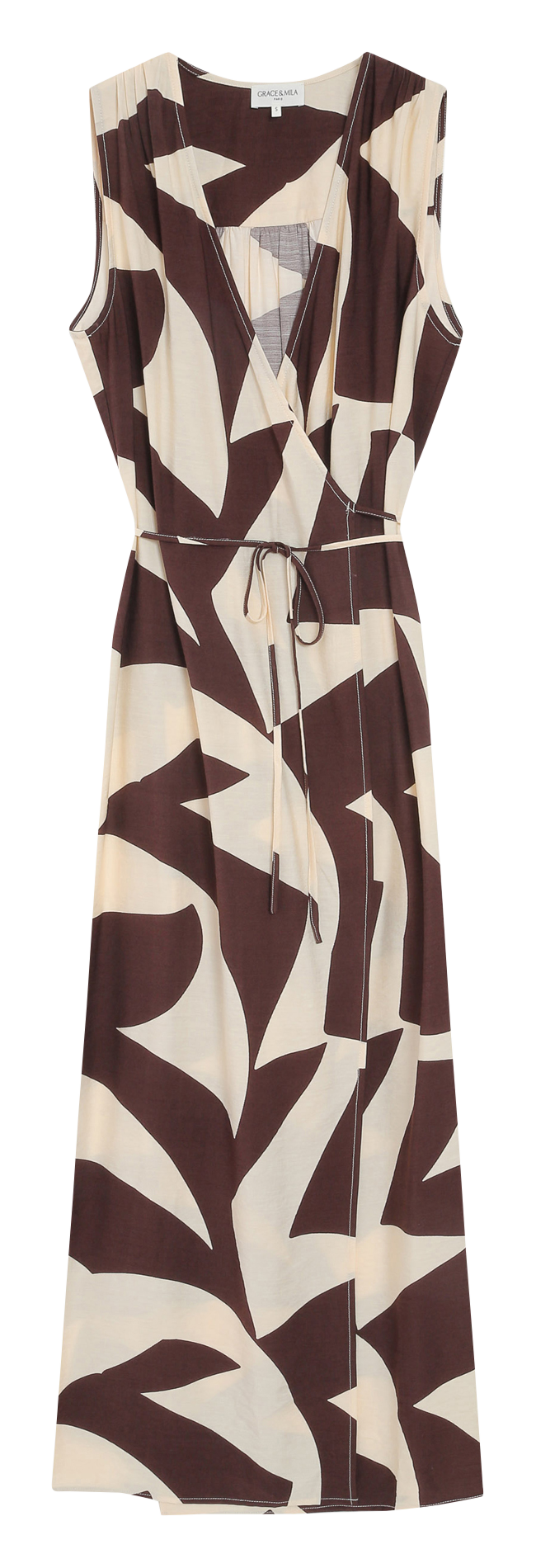 Robe longue portefeuille imprimée GRACE ET MILA Marron