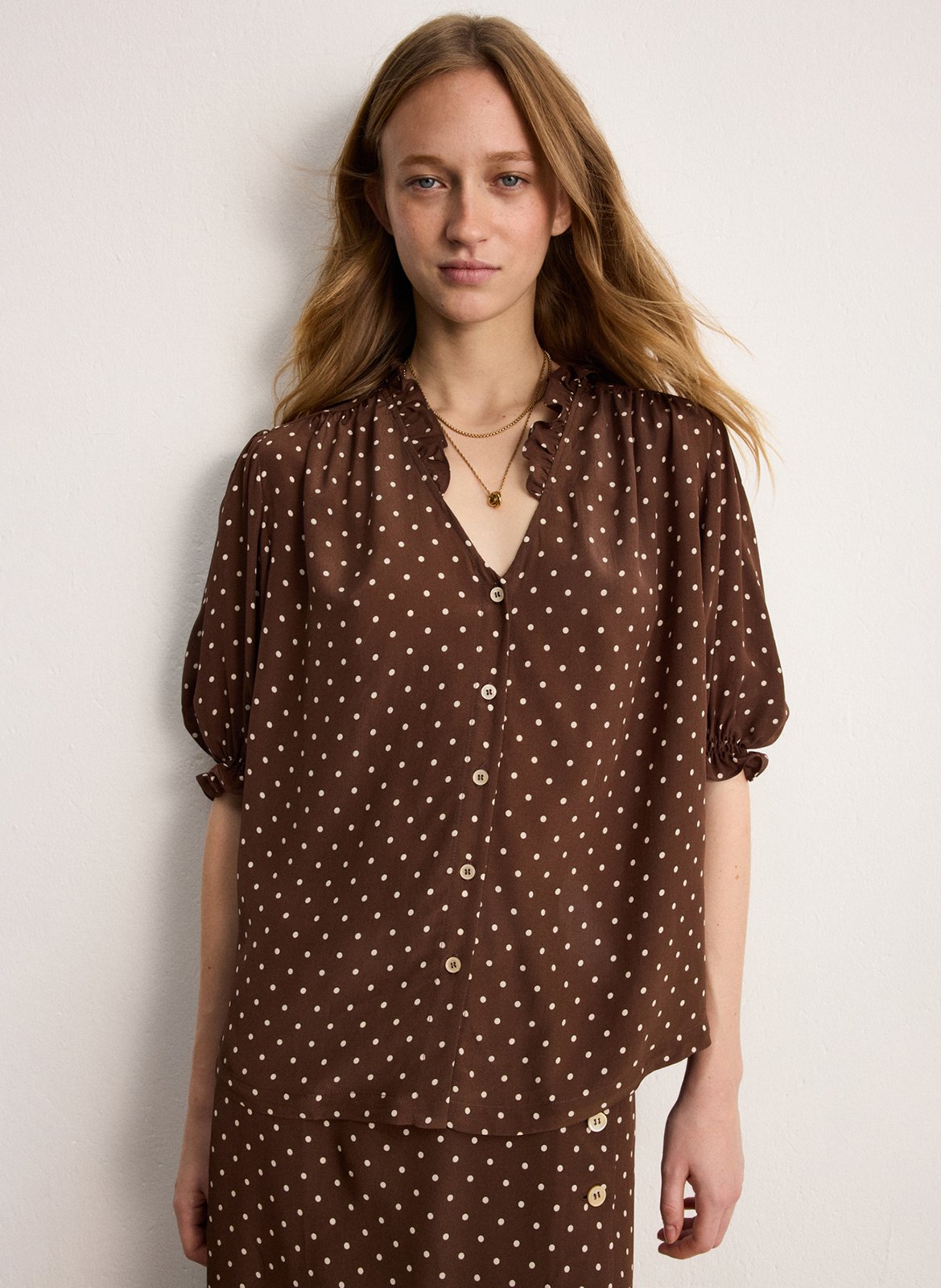 Blouse droite col V imprimé PABLO