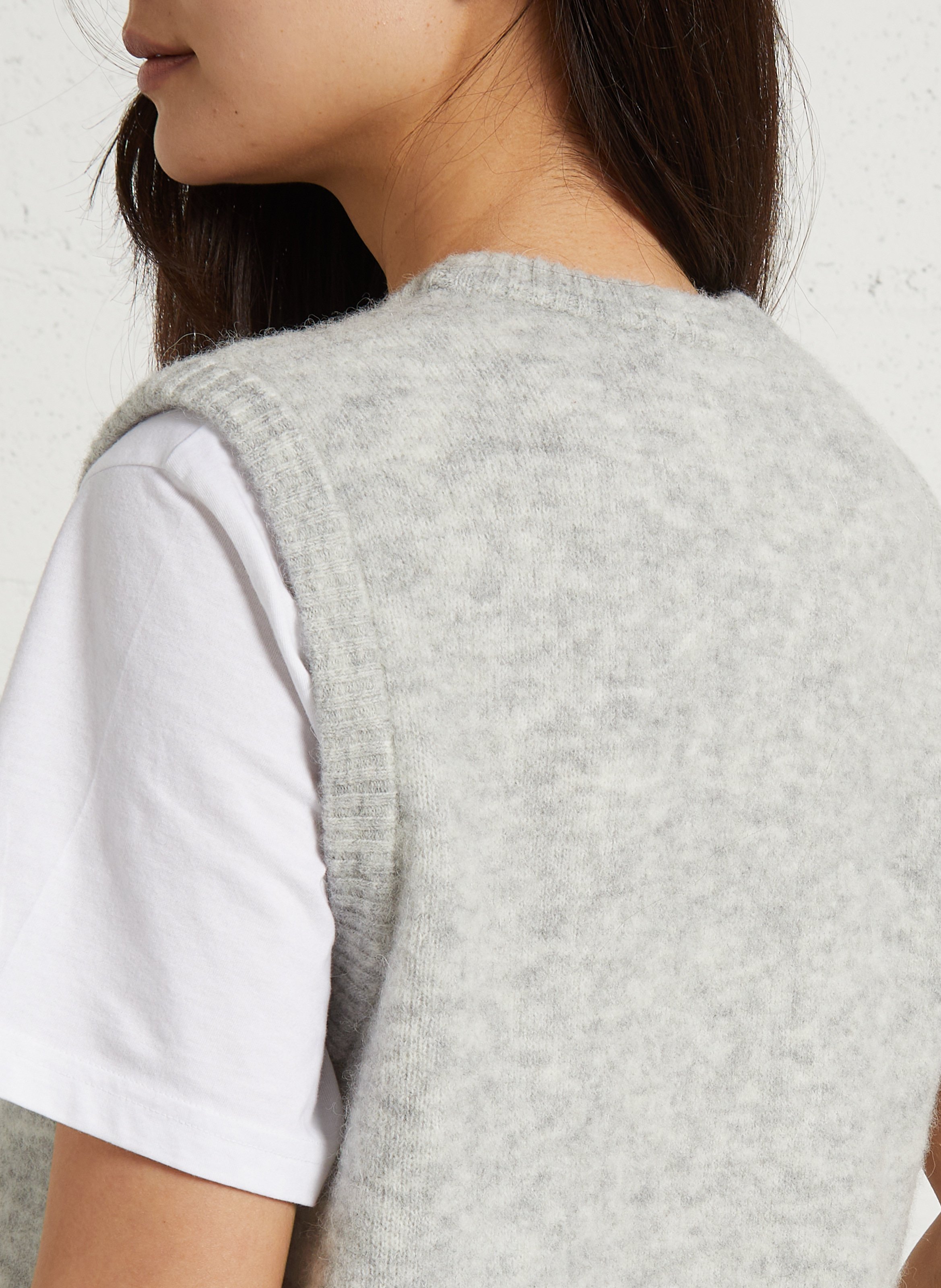 Long wool-blend knit cardigan AMERICAN VINTAGE Grey