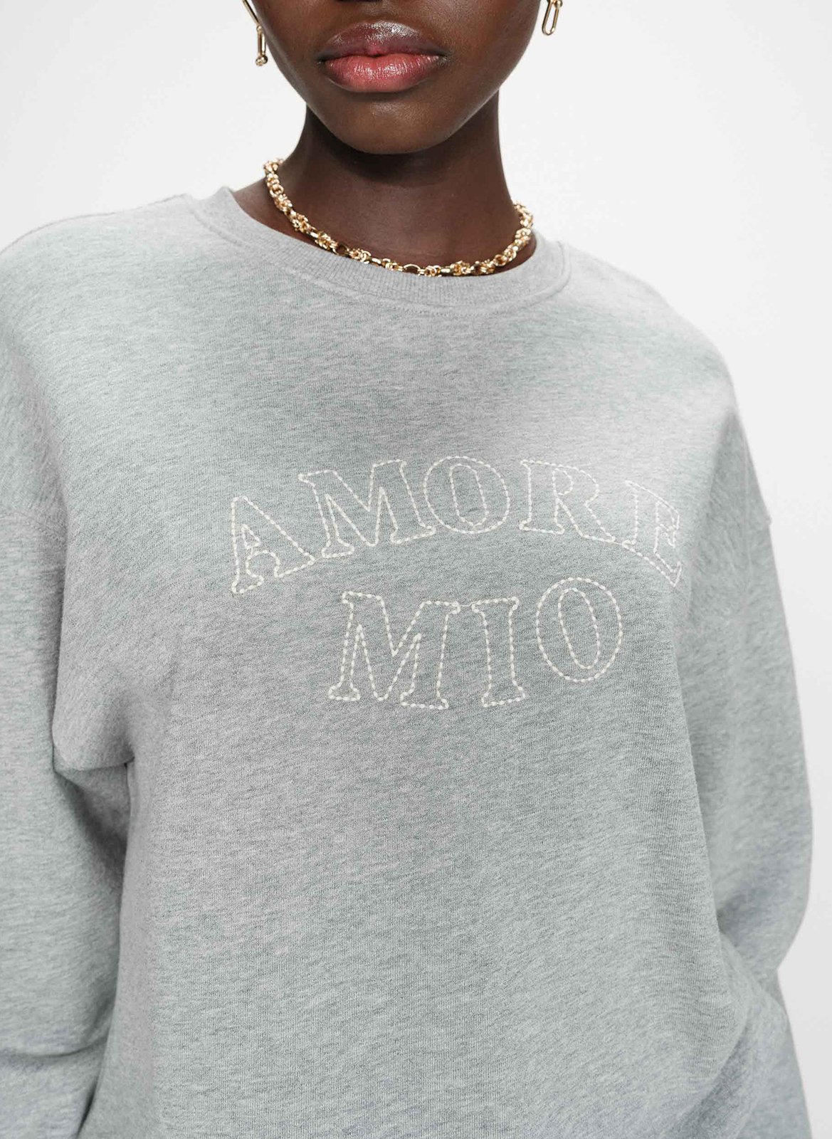 Cotton round-neck sweatshirt GRACE ET MILA Silver