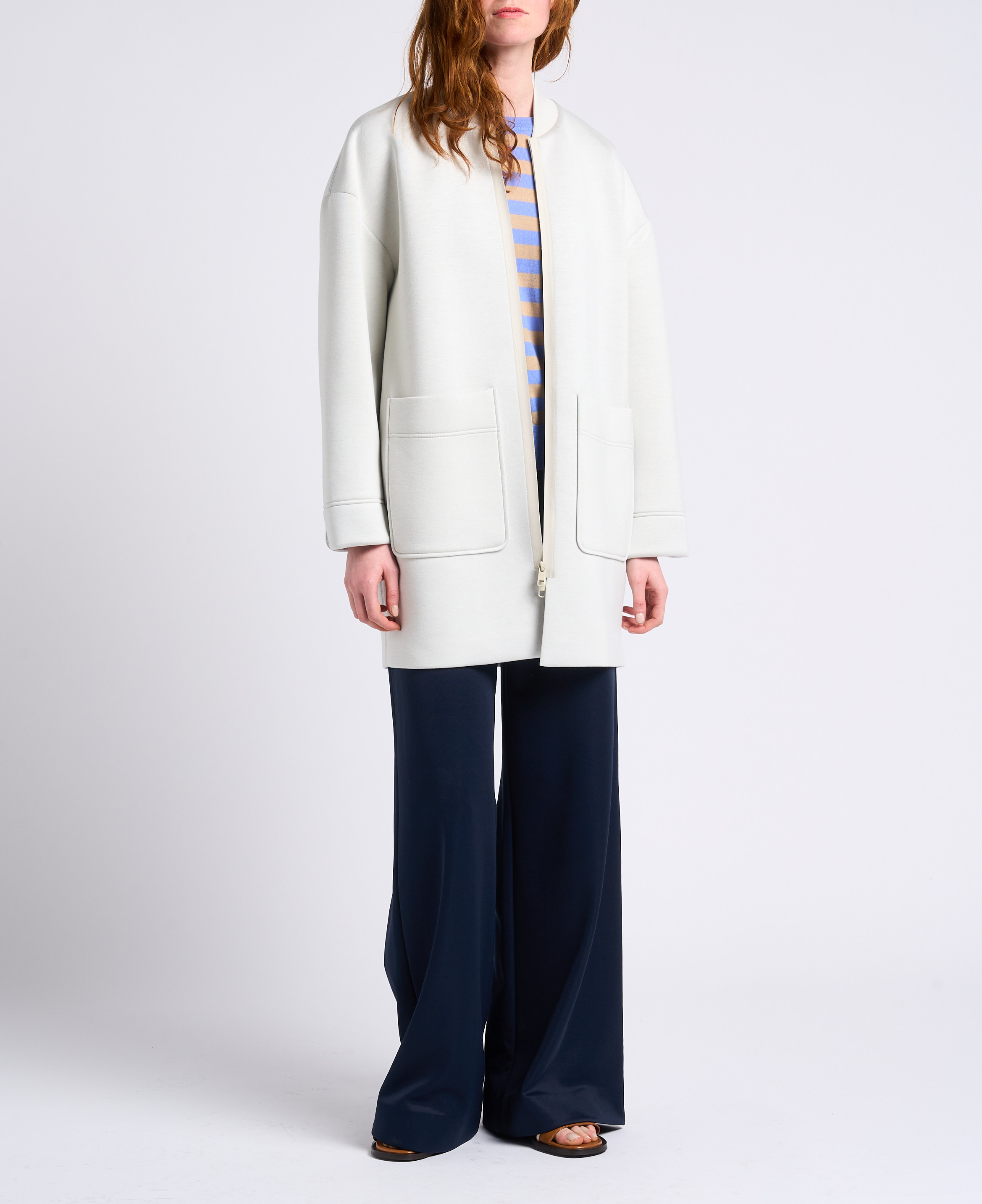 Gerade geschnittene Jacke mit College-Kragen MAX&Co. Weiss