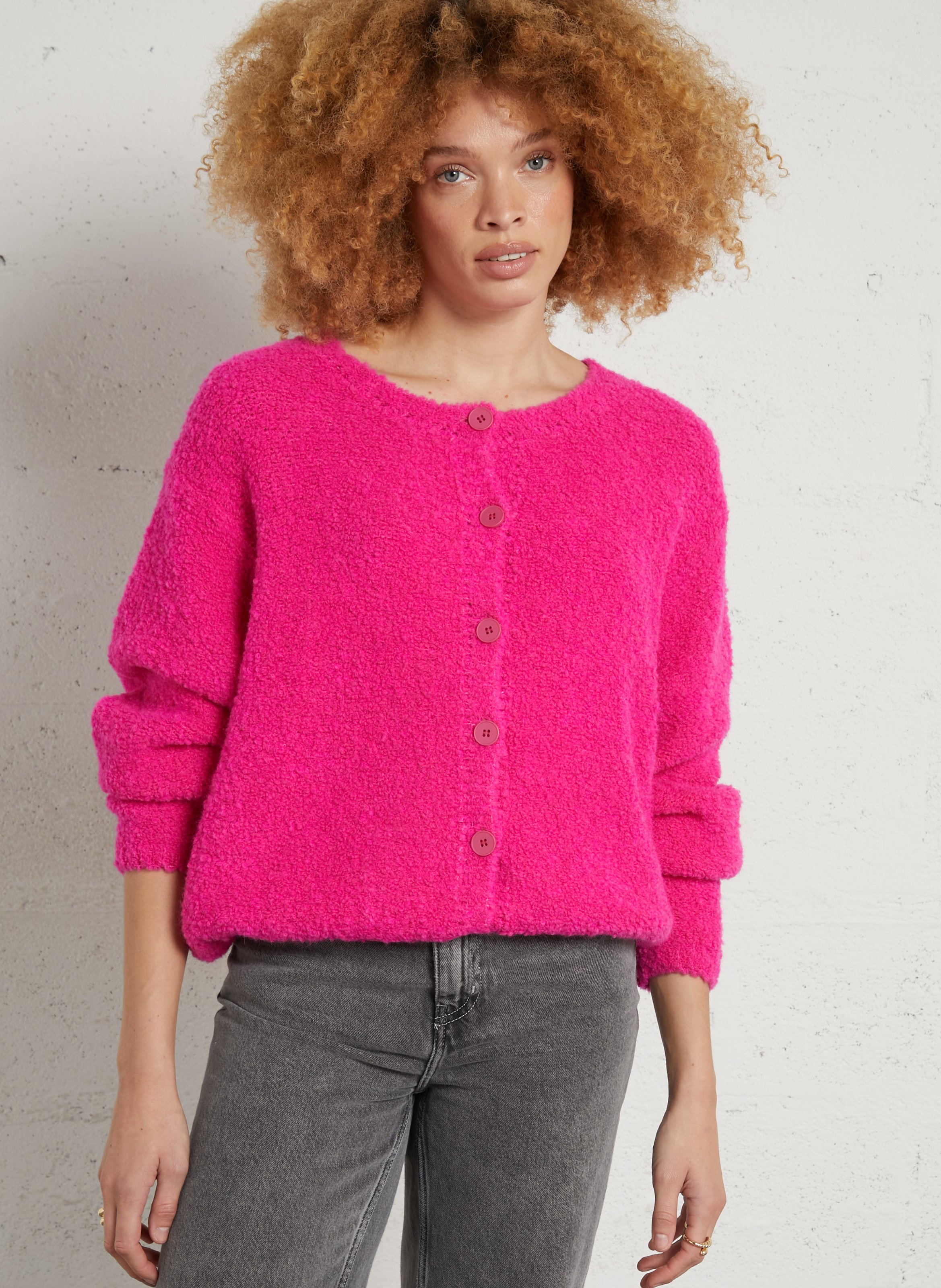 Oversized wool-blend cardigan AMERICAN VINTAGE Pink