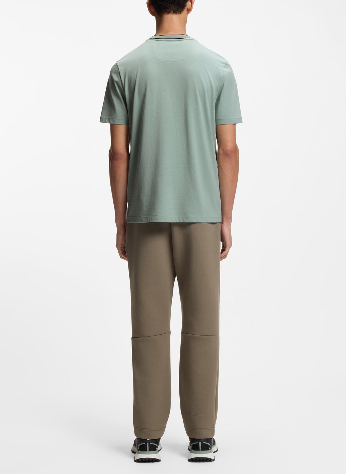 Tee-shirt droit col rond en coton BOSS Kaki
