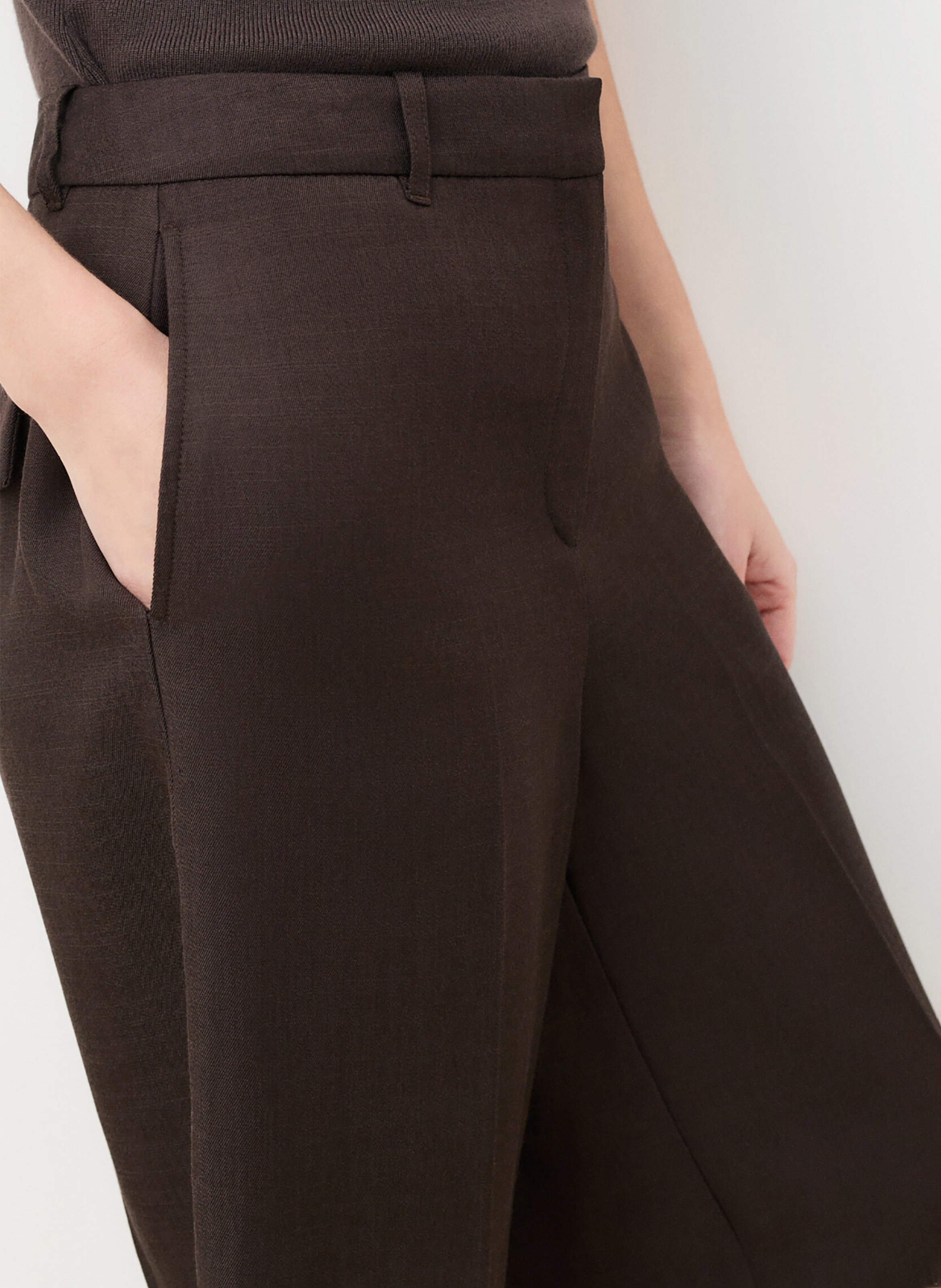 Bermuda taille haute uni CAROLL Marron