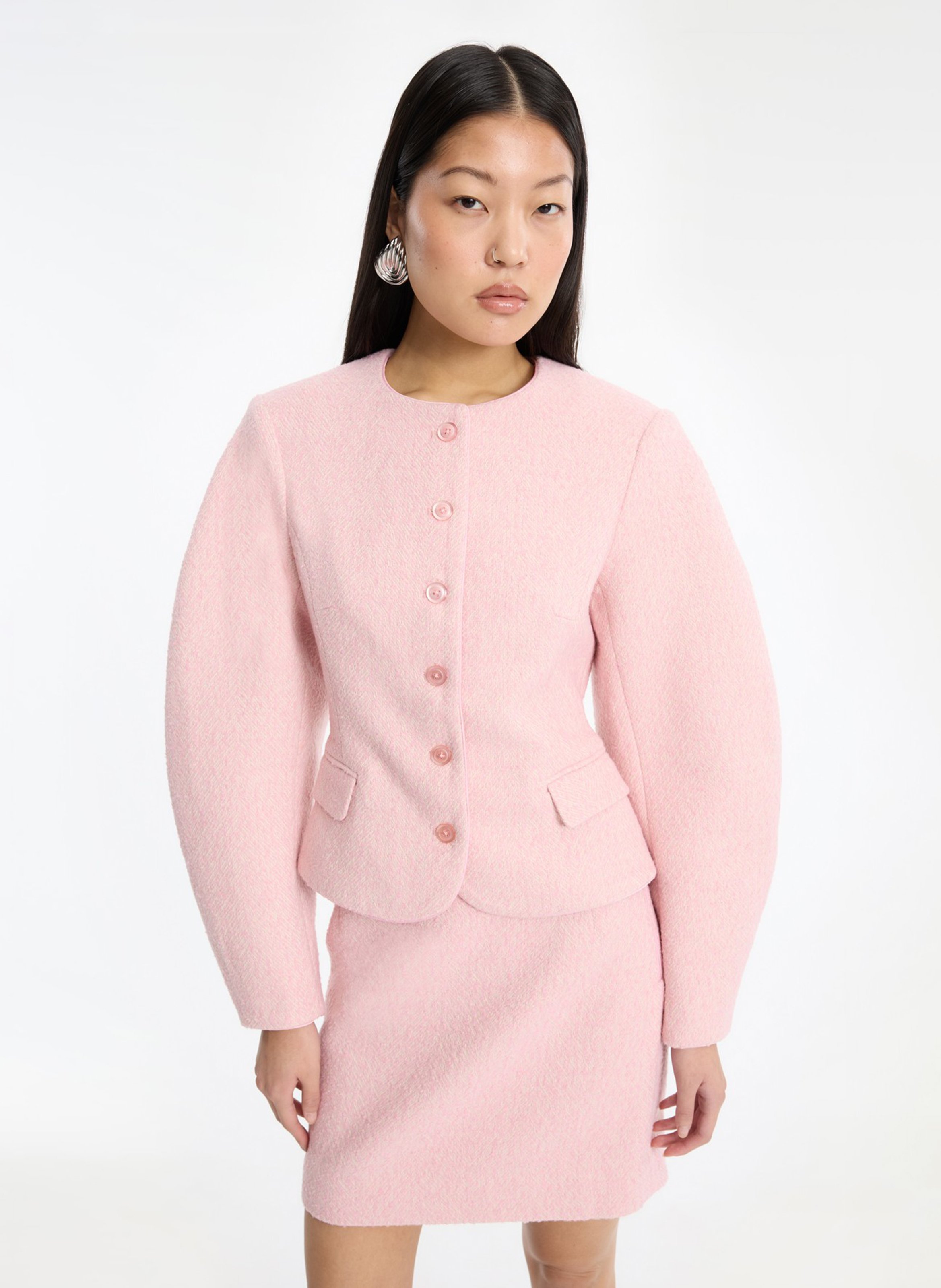 Jupe courte droite unie ROTATE Rose