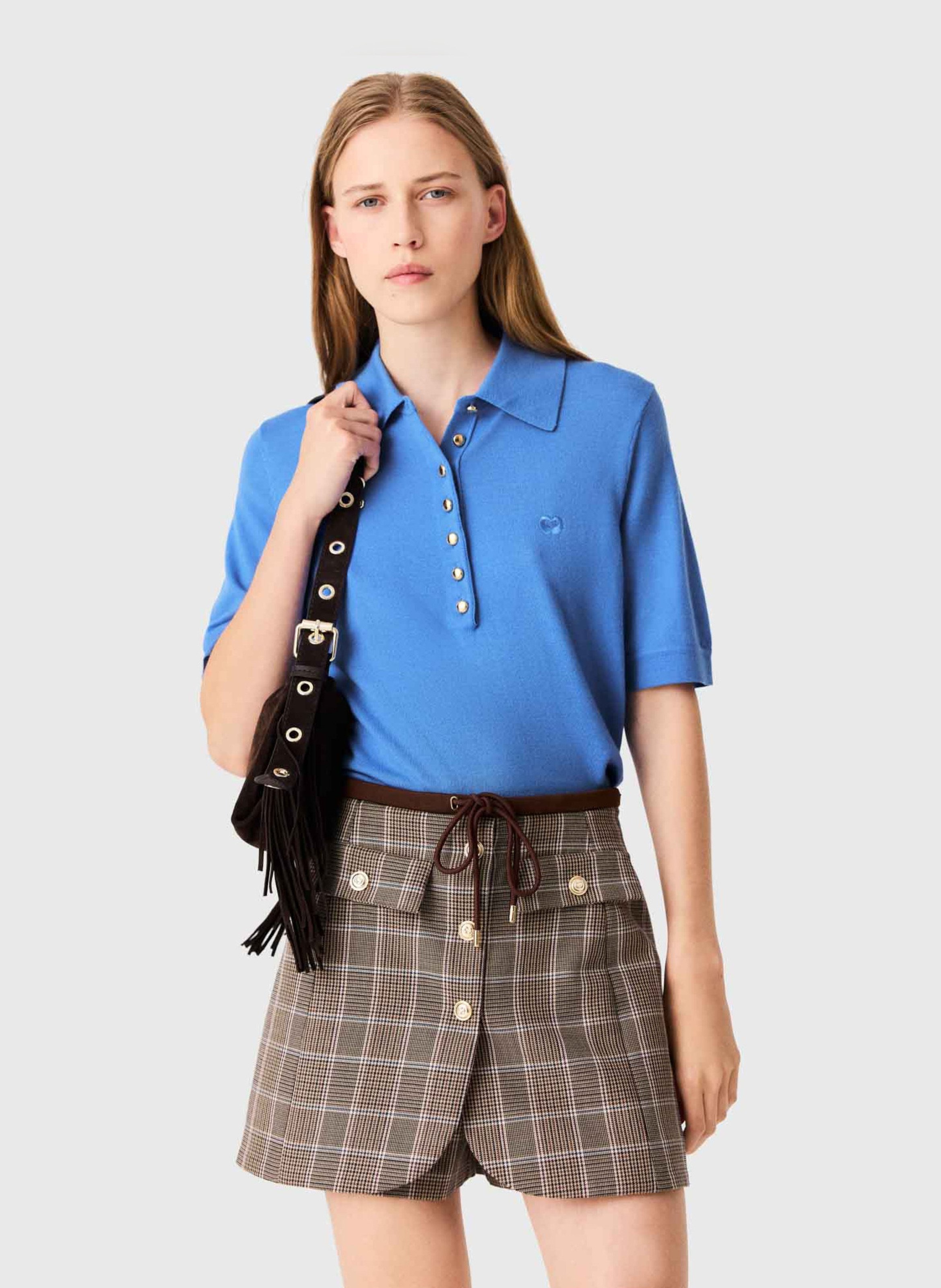 Korte tailleure met rok-effect in motieven. MAJE Bruin