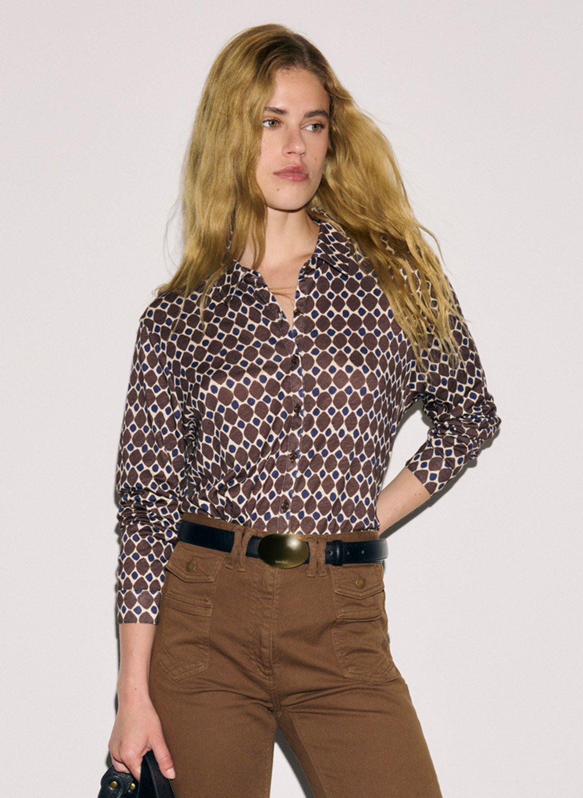 Chemise fluide droite imprimée GERARD DAREL Marron