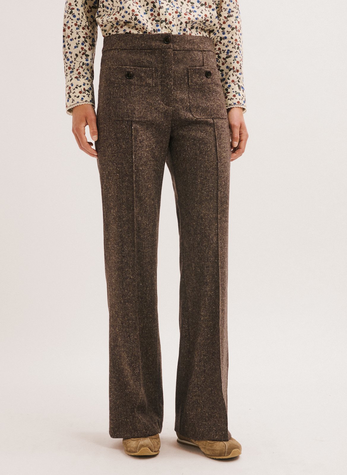 High-waisted flared pants PABLO Brown