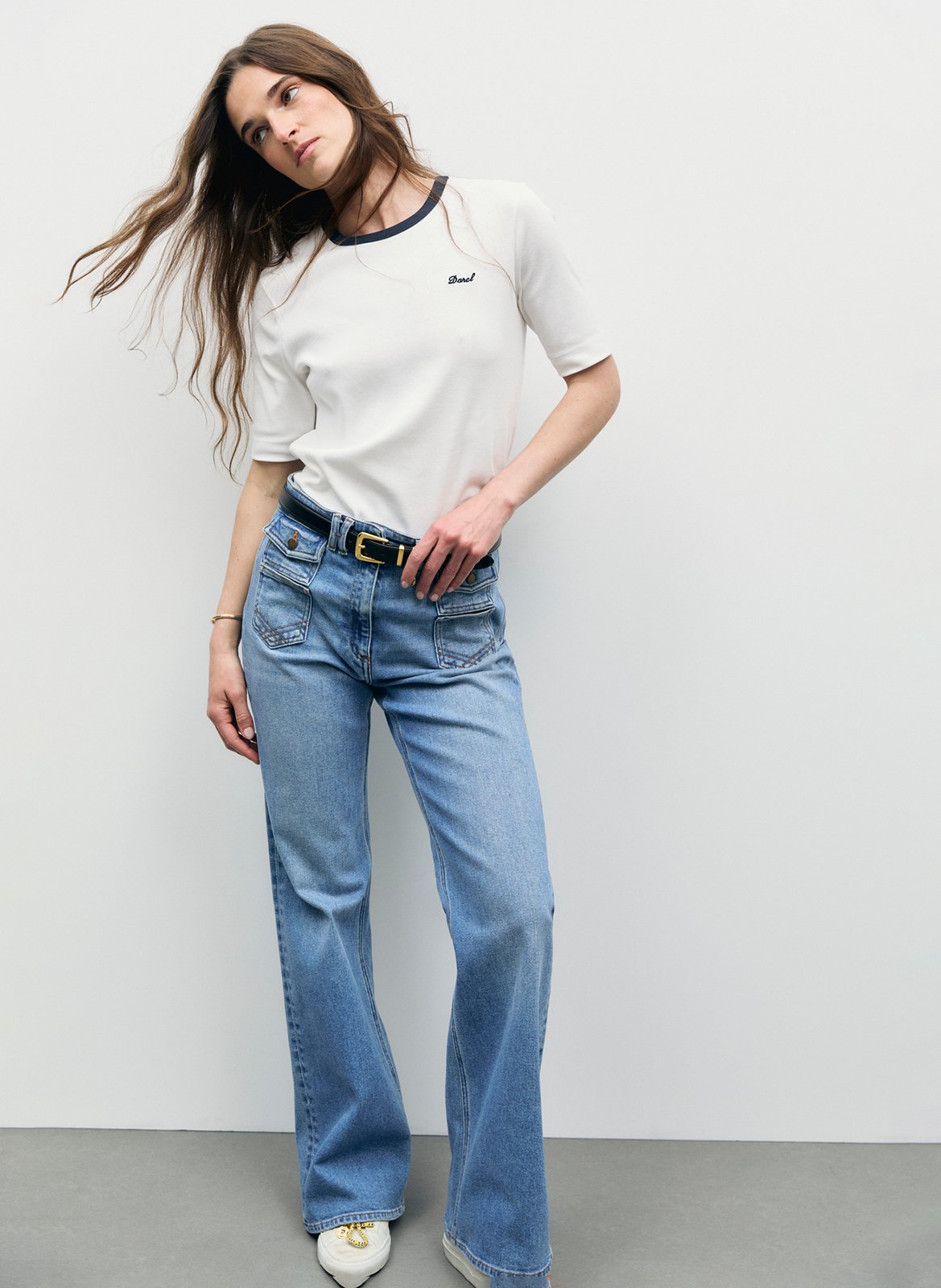 Straight cotton round-neck T-shirt GERARD DAREL Blue
