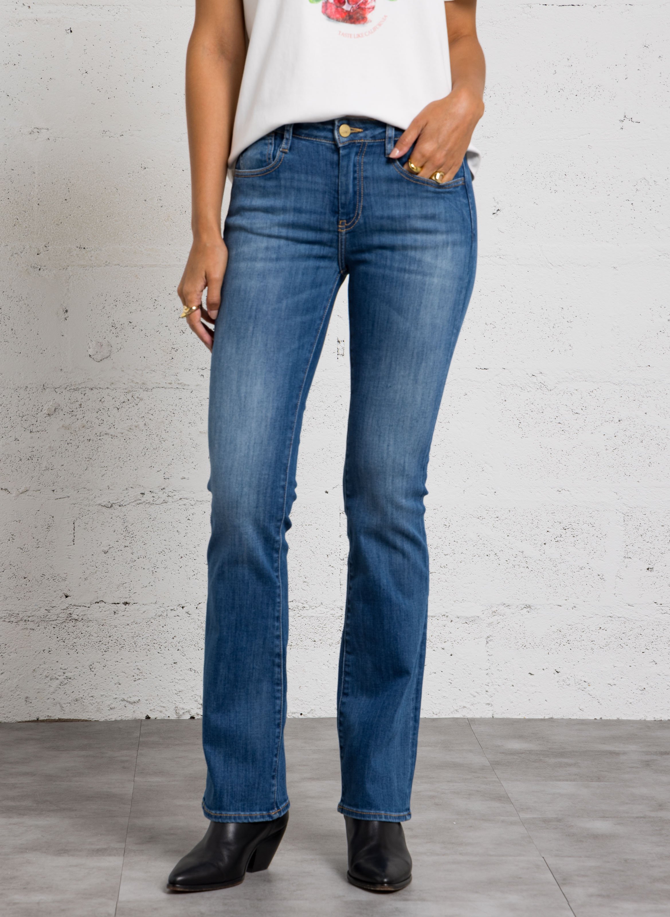 Flare jeans uni LE TEMPS DES CERISES Blauw
