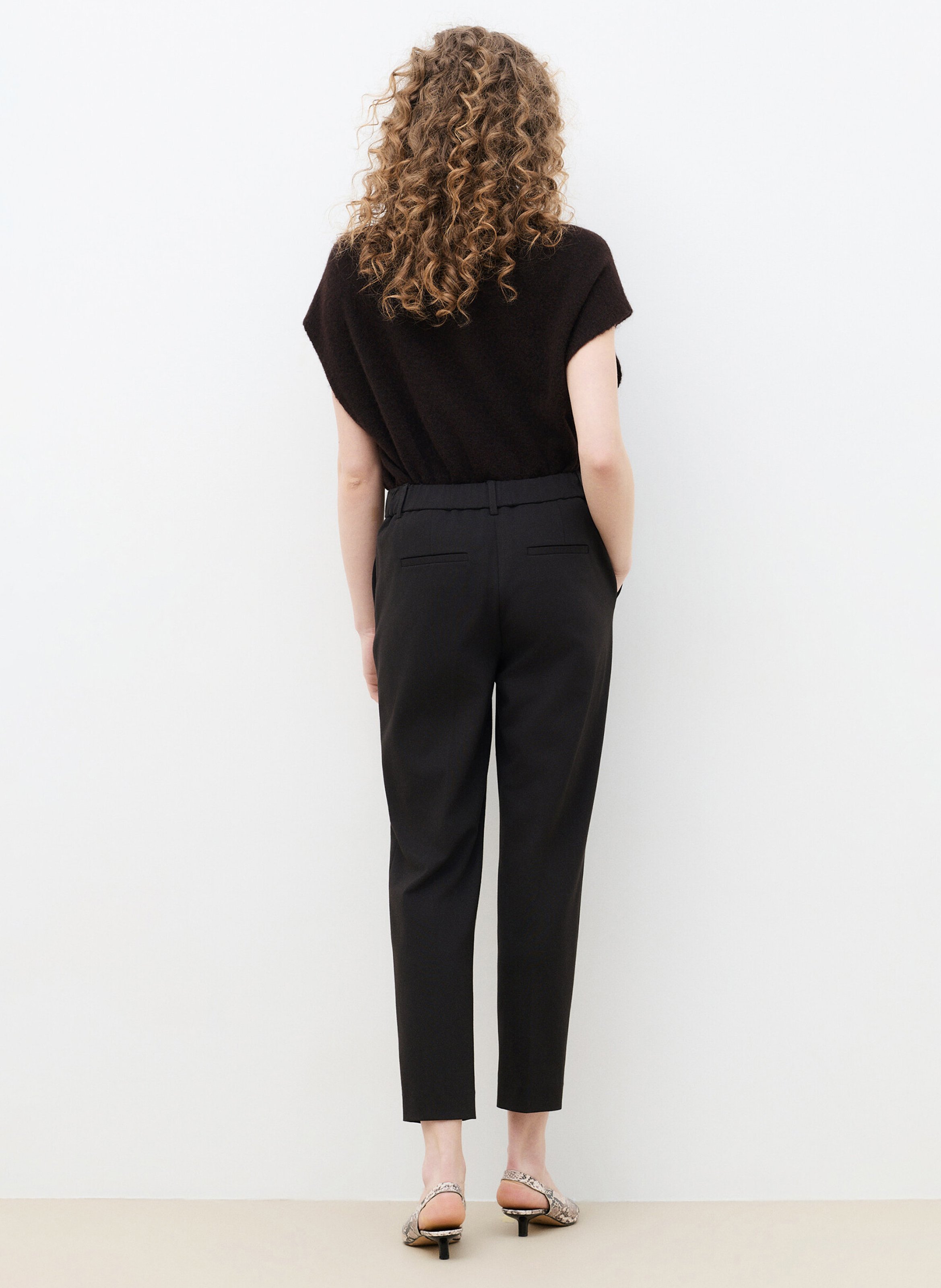 High-waisted straight-leg pants | Brown CAROLL Women
