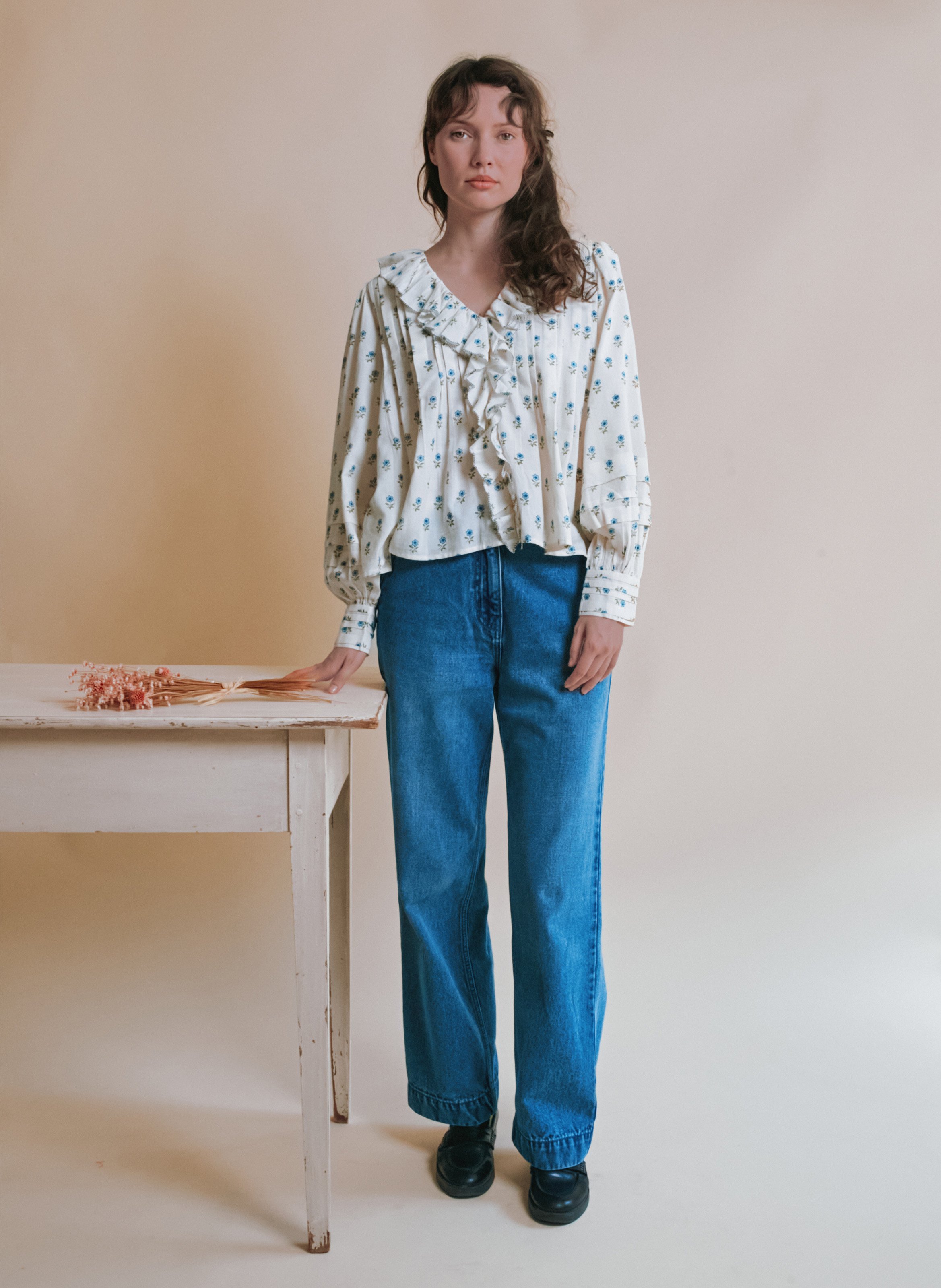 Bluse mit V-Ausschnitt aus Bio-Baumwolle EMILE ET IDA Weiss