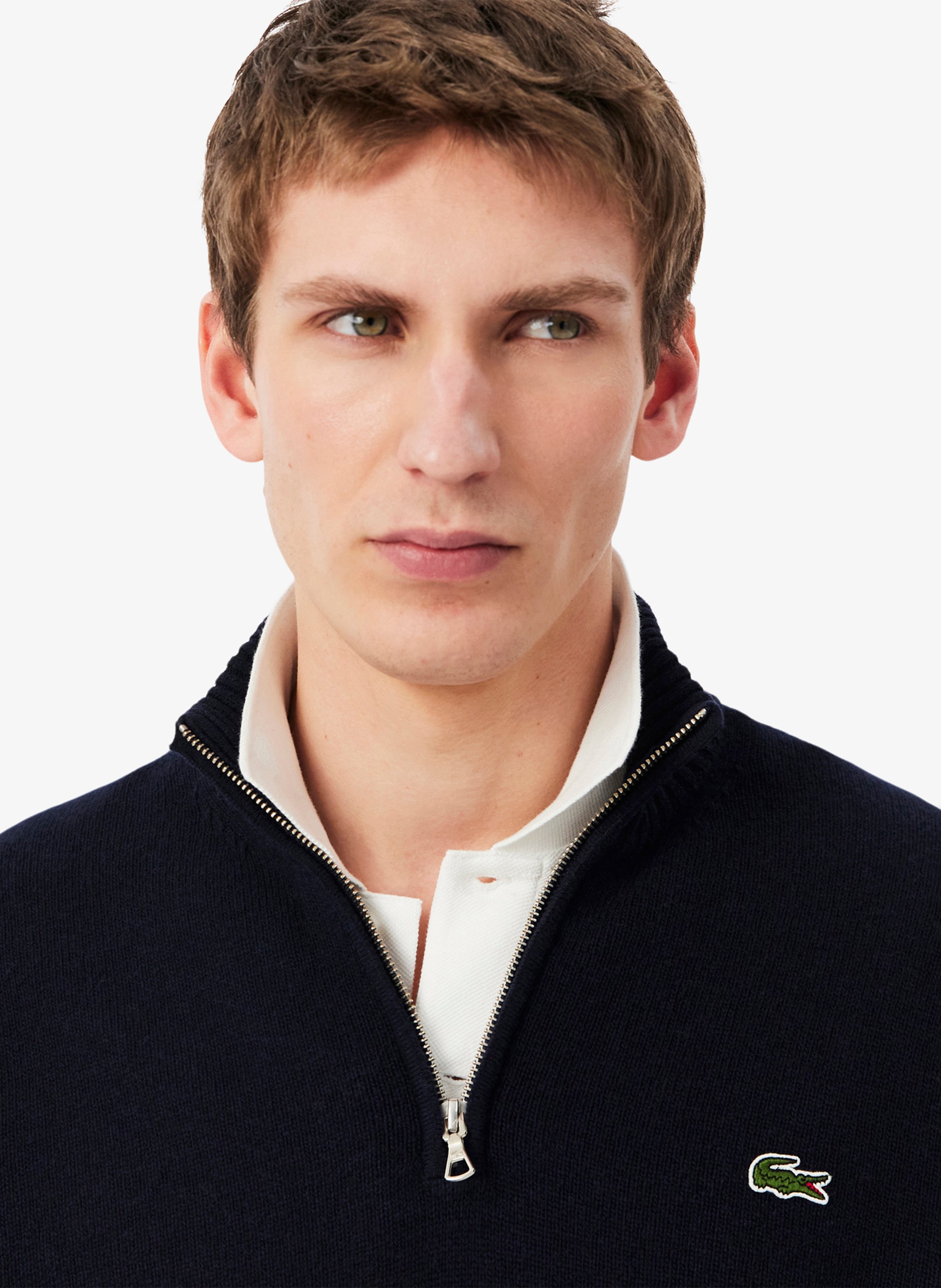 Wollen trui met opstaande kraag en rits LACOSTE Blauw