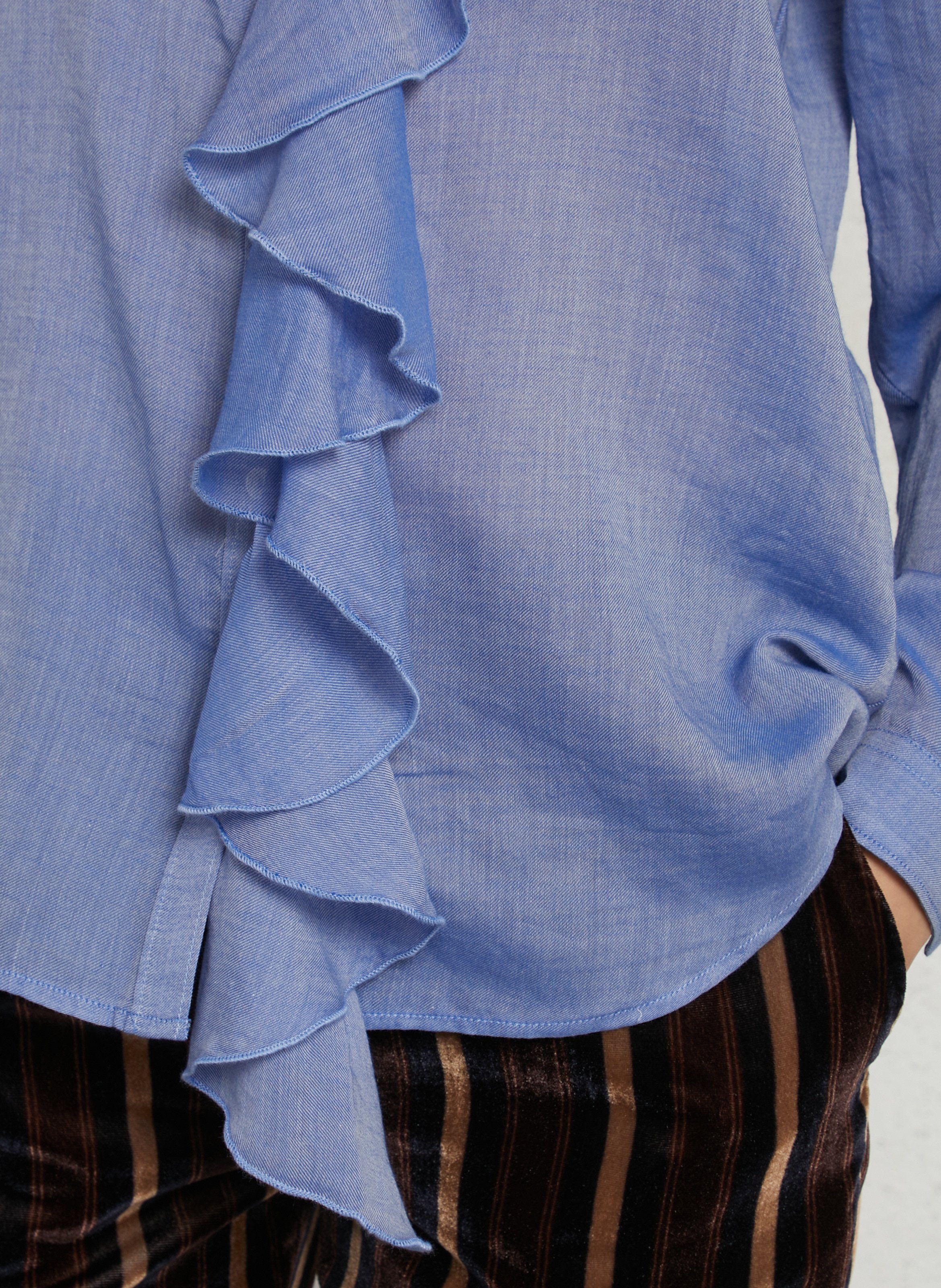 Ruffled cotton blouse DIEGA Blue