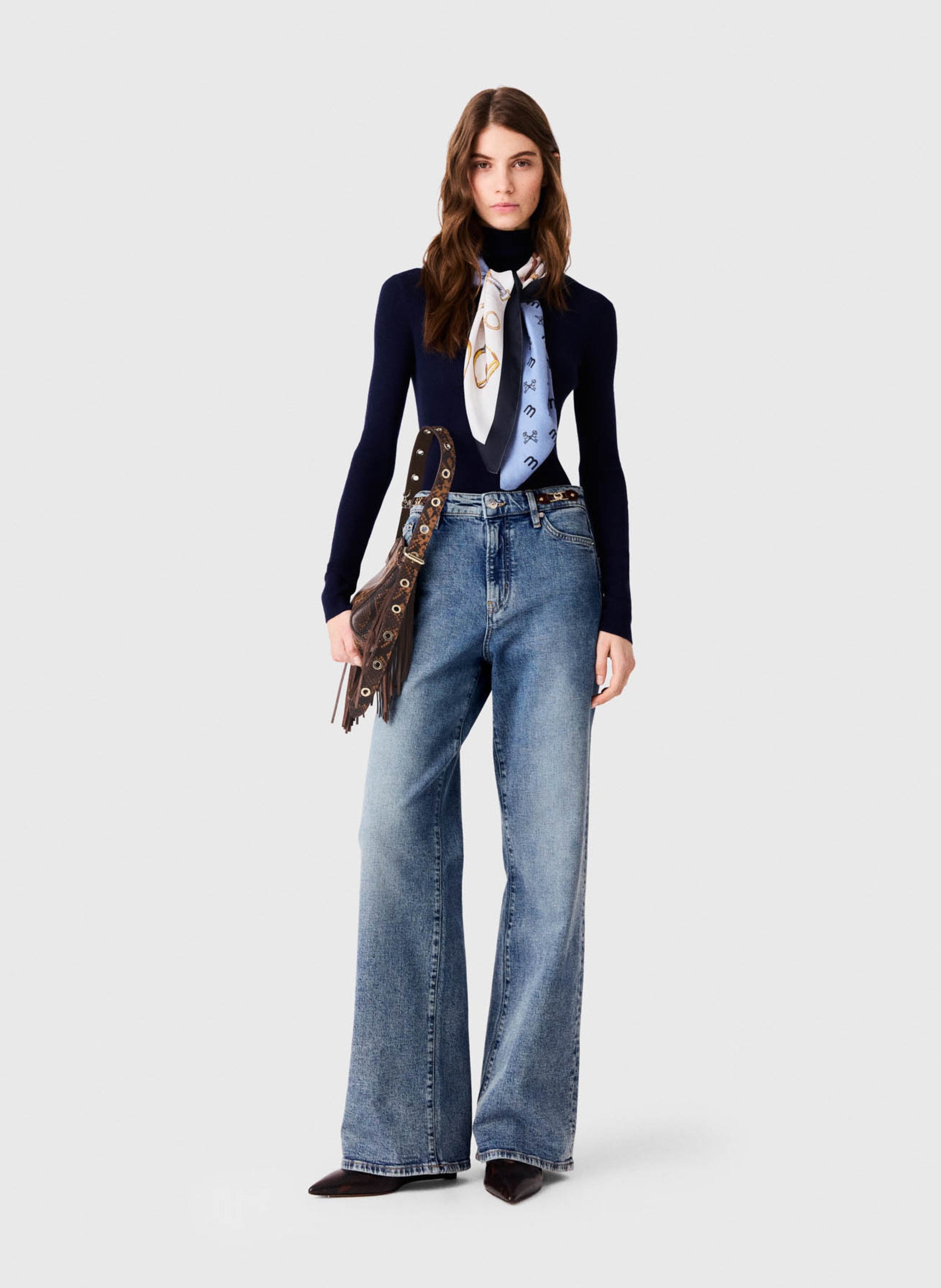 Jean droit en coton MAJE Bleu