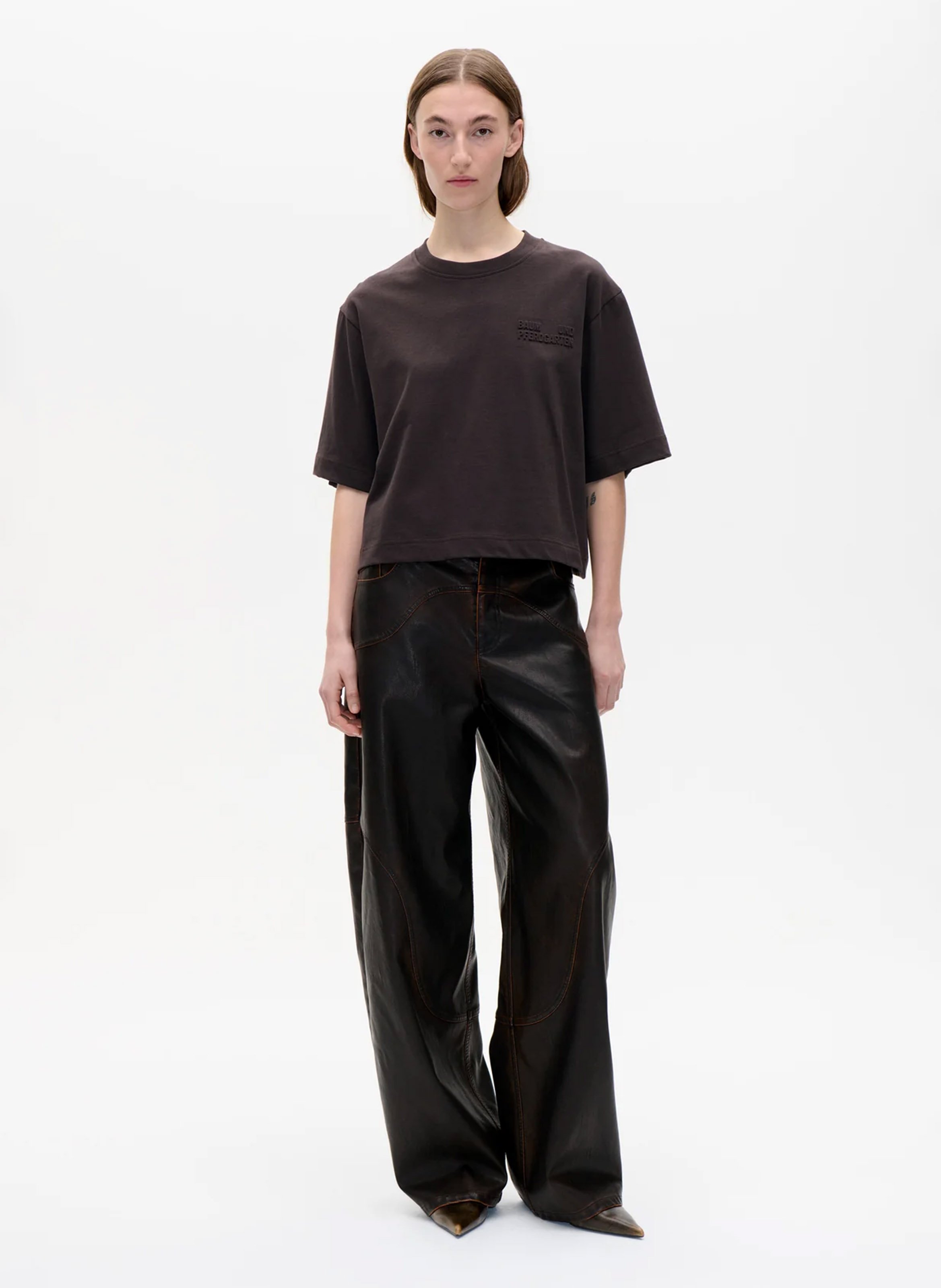 Oversized T-shirt met ronde hals van biologisch katoen BAUM UND PFERDGARTEN Bruin