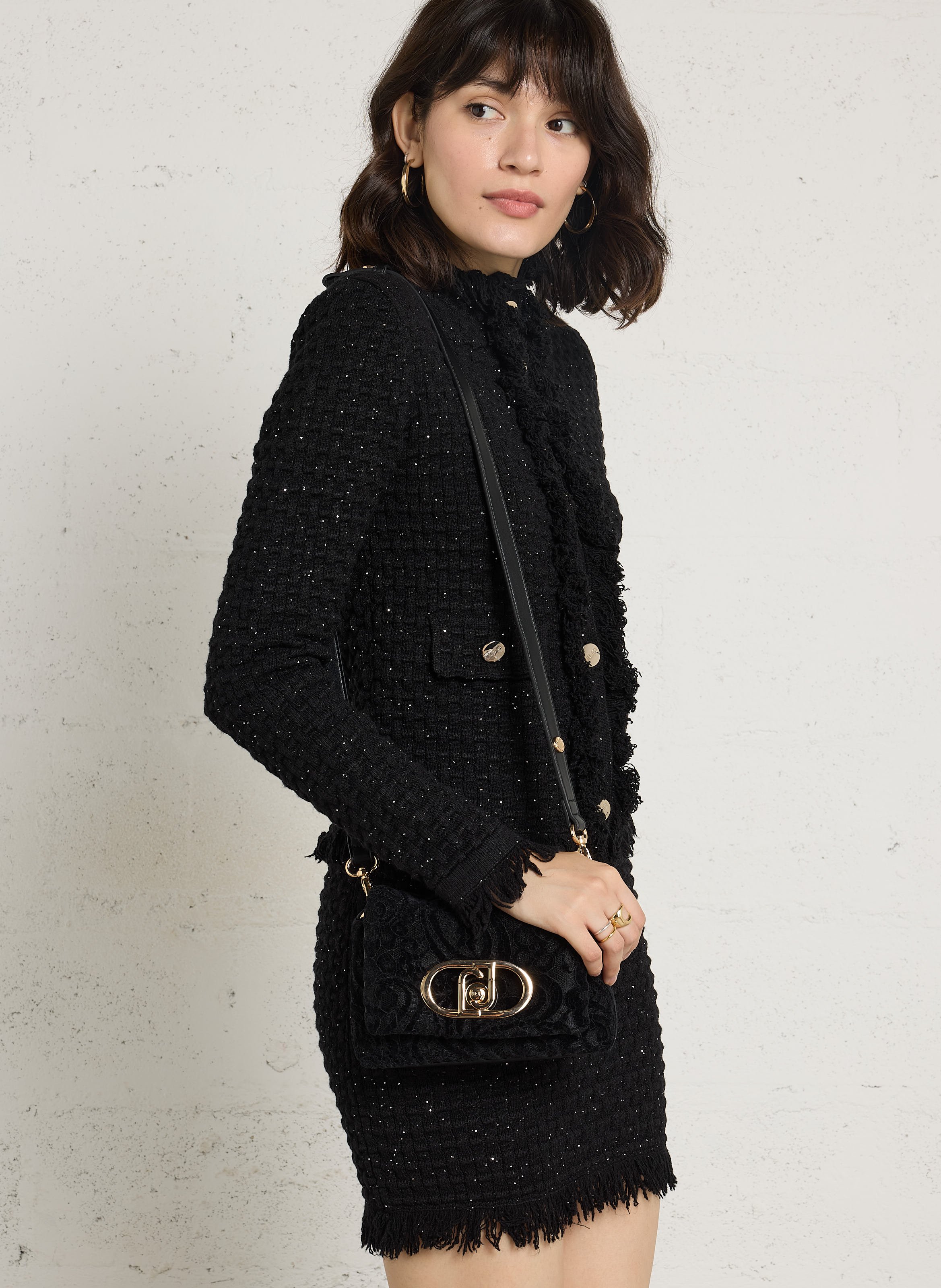 Lace-effect shoulder bag LIU JO Black