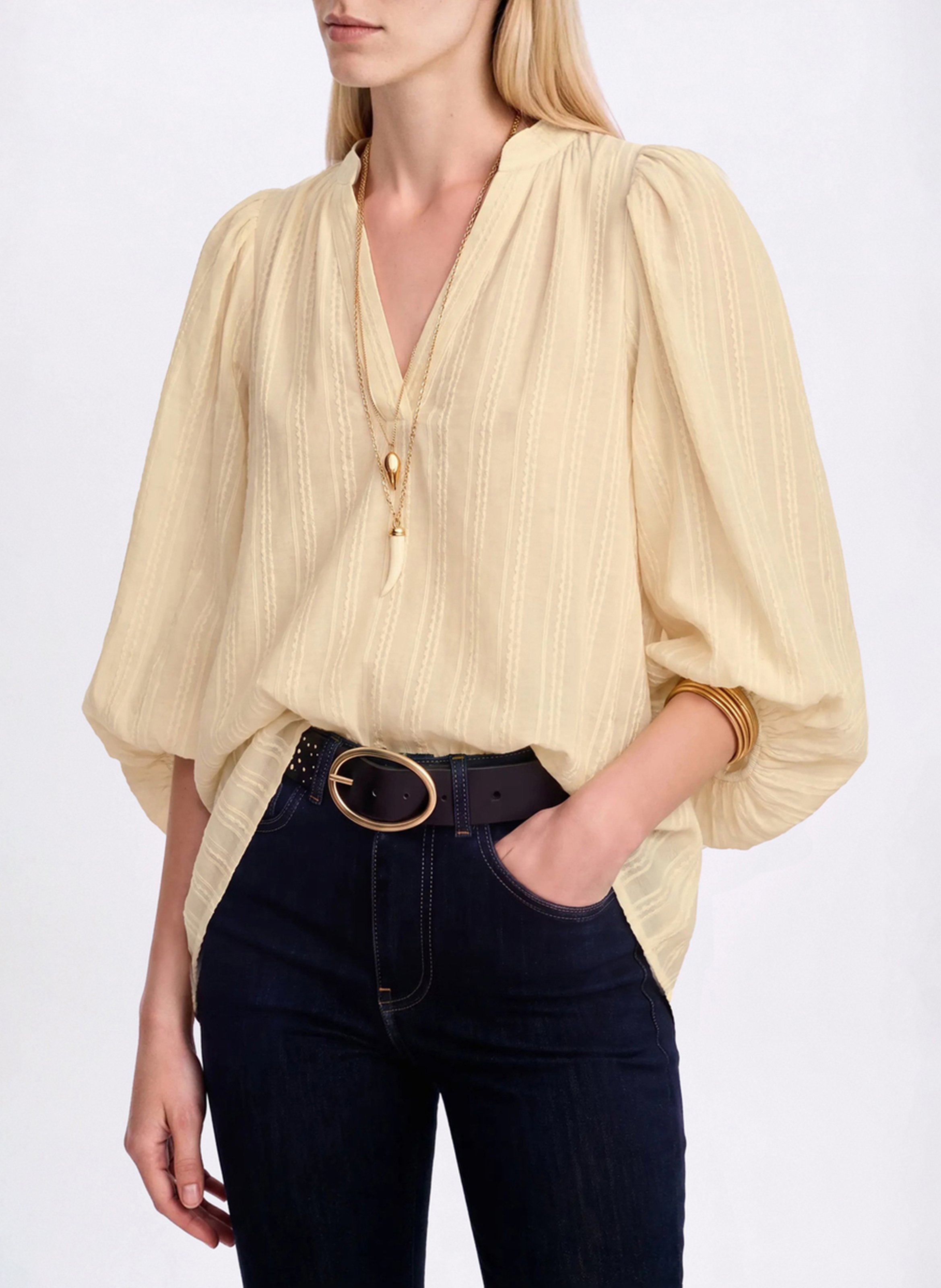 V-neck cotton blouse VANESSA BRUNO Brown