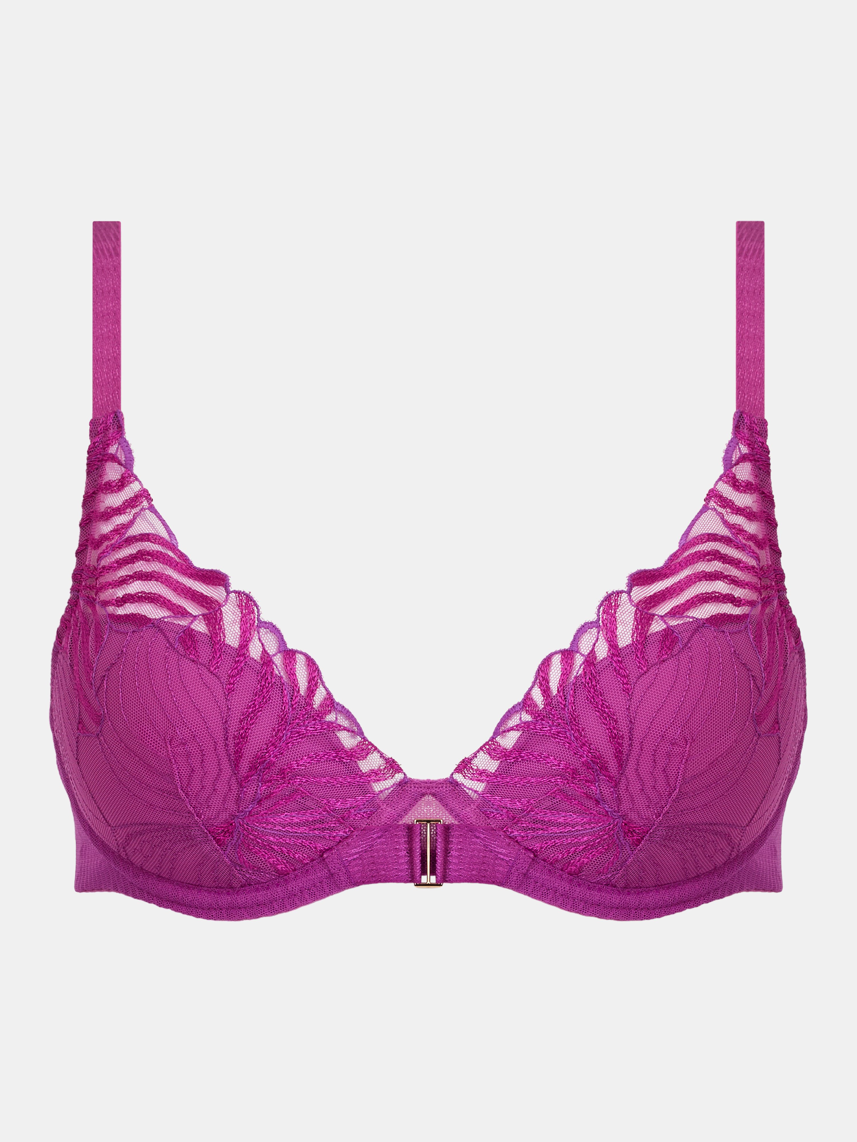 Plunging padded bra with embroidery CHANTELLE Pink