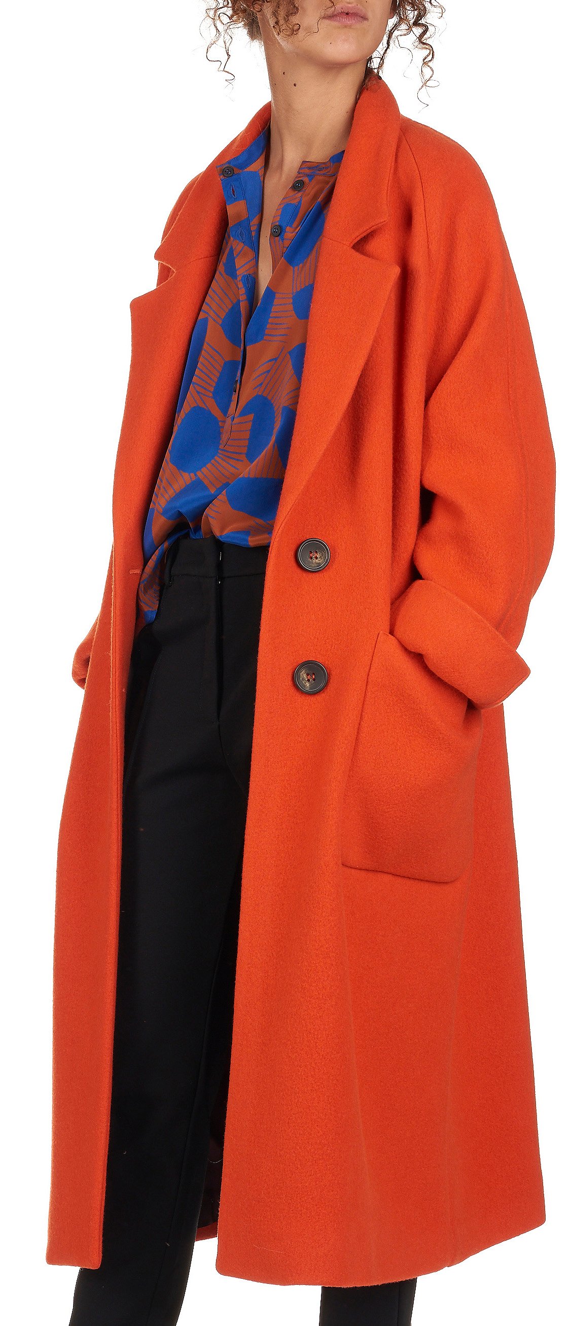 Long wool blend coat ATTIC AND BARN Orange