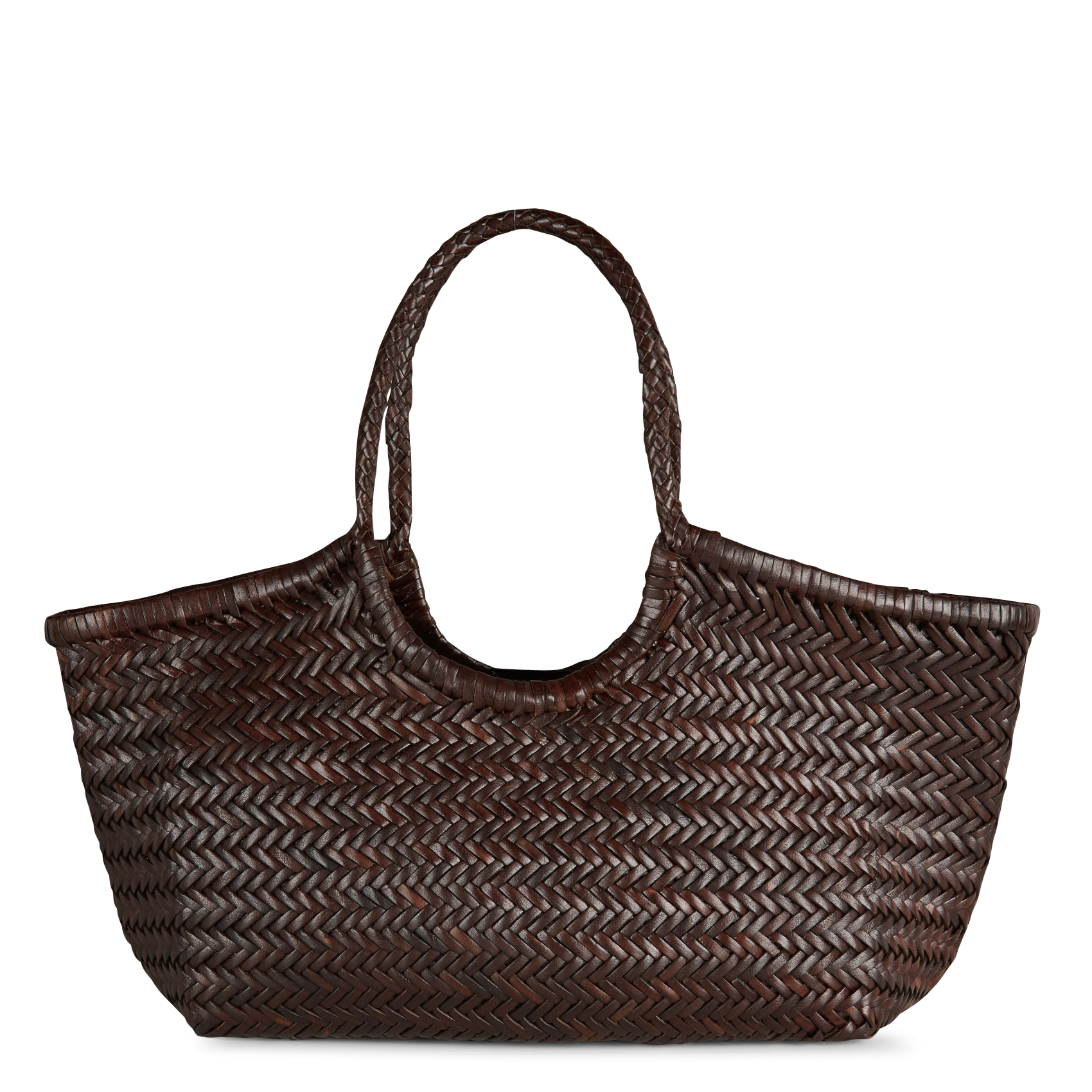 Gewebter Korb aus Leder DRAGON DIFFUSION Braun